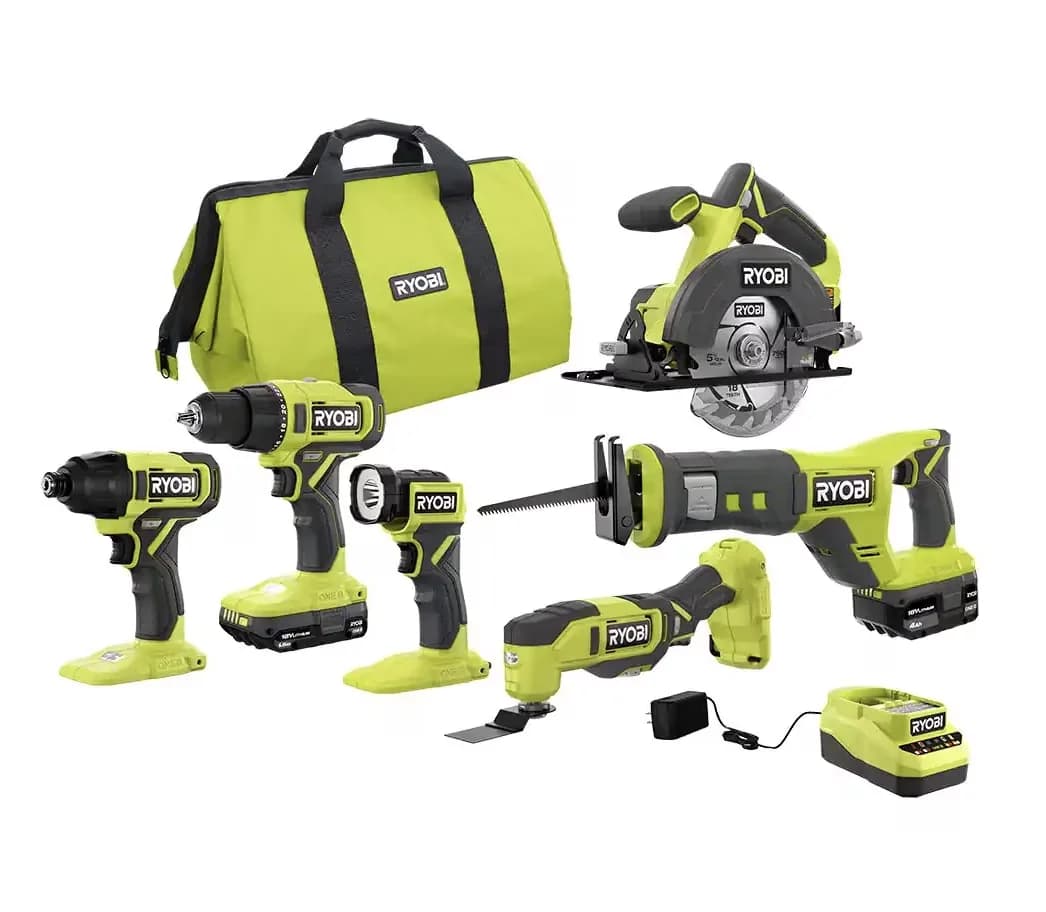 Power Tool Reliable with 18V, Variable Speed, ONE+ 18V Cordless 6-Tool Combo Kit - Model 84D7B5