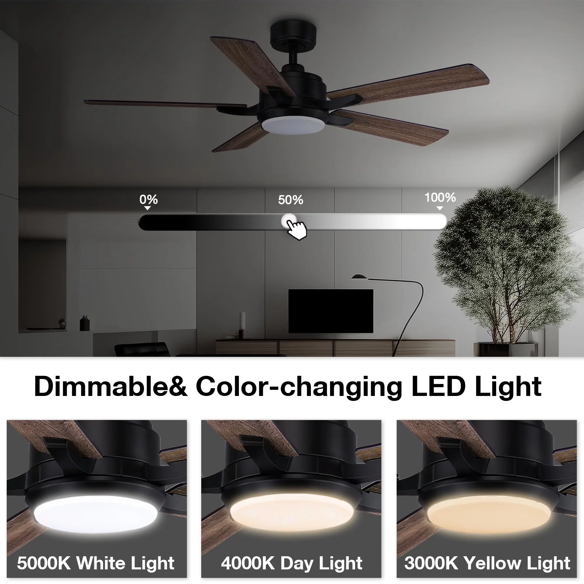 Ceiling Fan Essential with LED, Modern, Remote Controlled - Black Smart Model 24E742