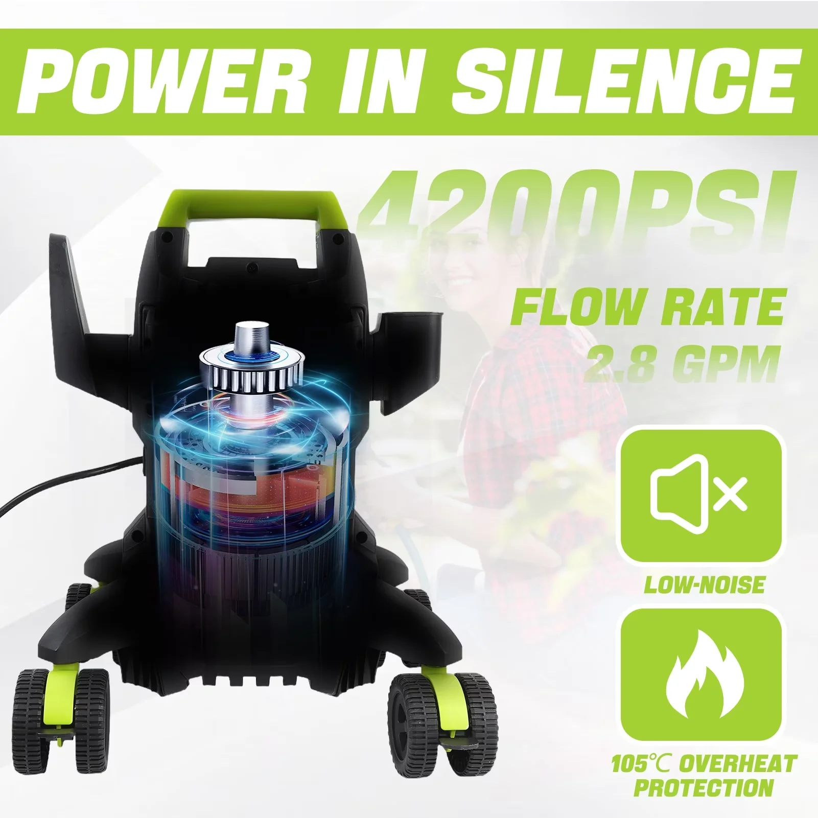 Versatile Pressure Washer with Quick Connect Tips, Electric, 4 Quick Connect Nozzles - Model 08422F