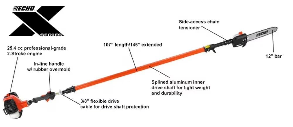 Essential Pole Saw with Telescoping, Powerful 25.4 cc gas 2-stroke engine - Model 5FE3F5