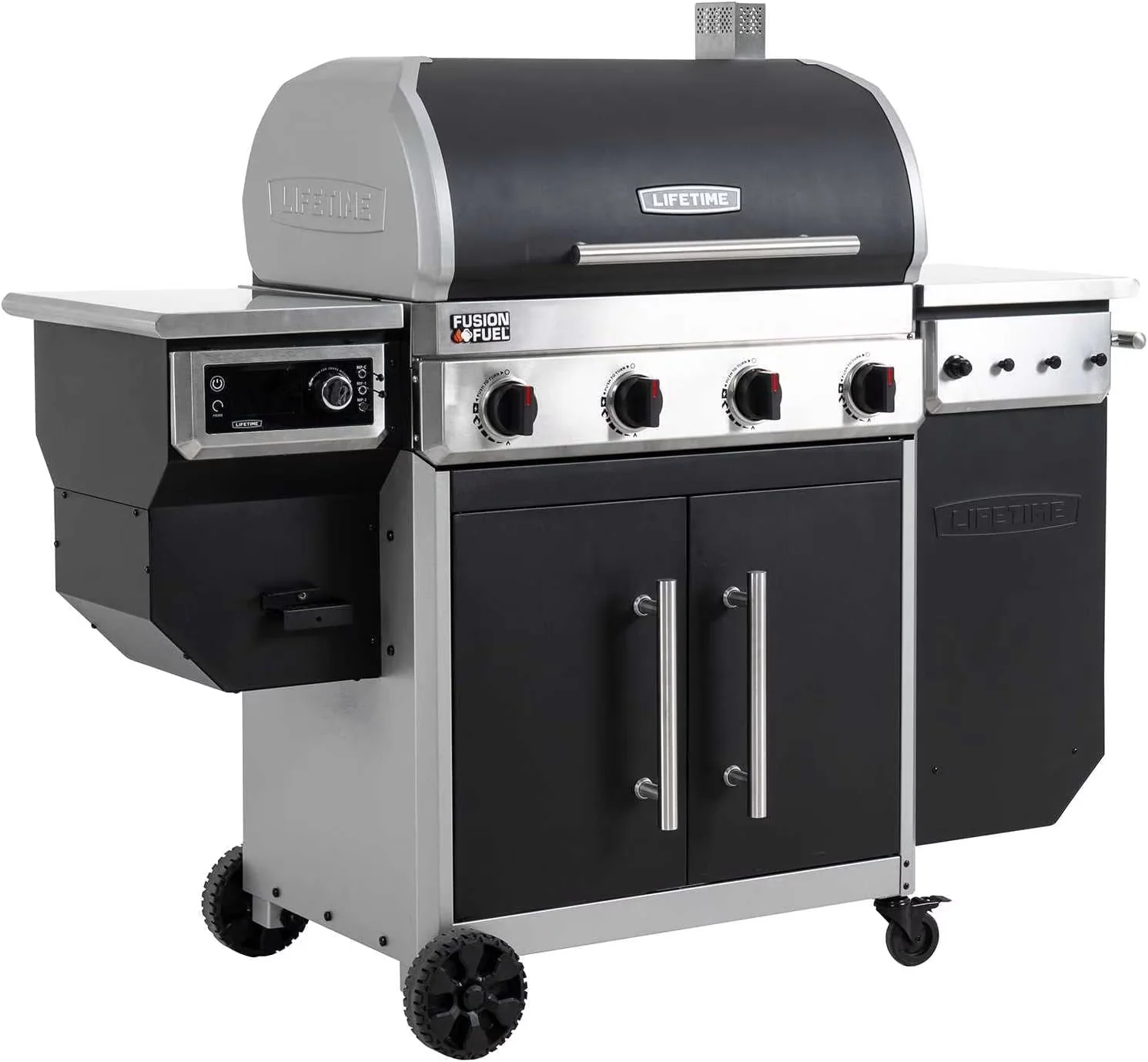 Efficient Combo Grill with Grease Pan, Rust Resistant - Stainless Steel Model 2F4A19