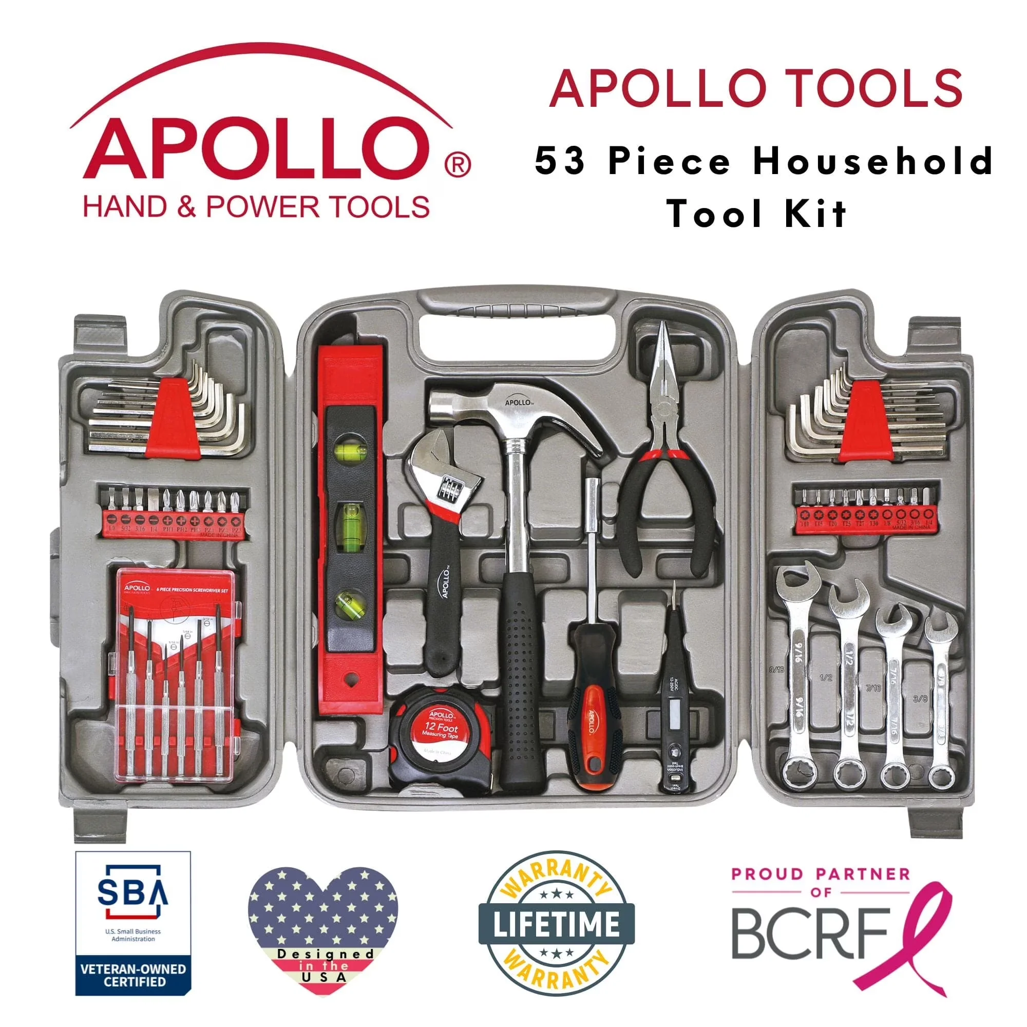 Versatile Hand Tool Set with Adjustable, 53 Piece Household Kit - Multicolor Model BCFC0B