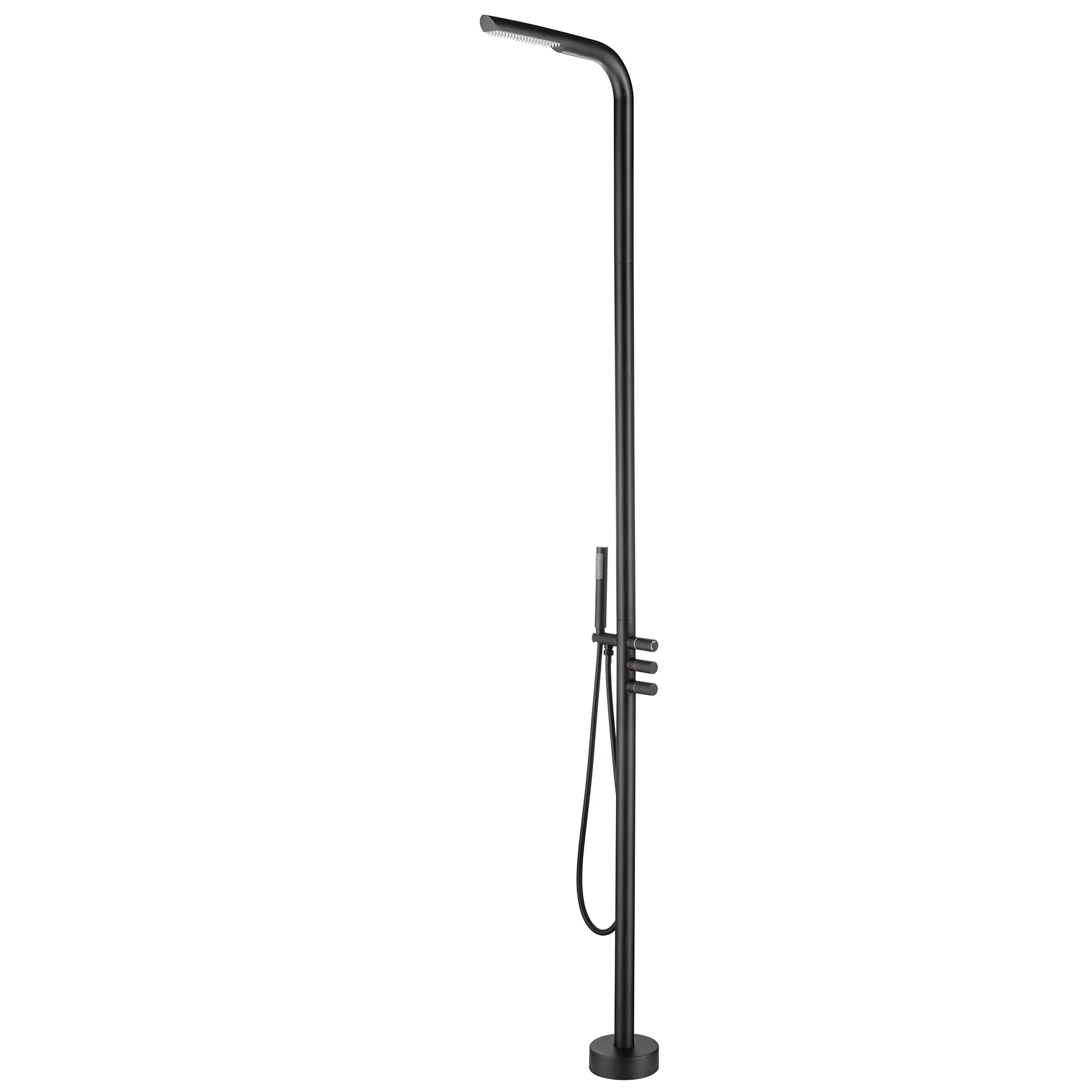 Innovative Shower Head with Outdoor Matte Black Faucet Kit - Black Solid Brass Model 6AD9C6