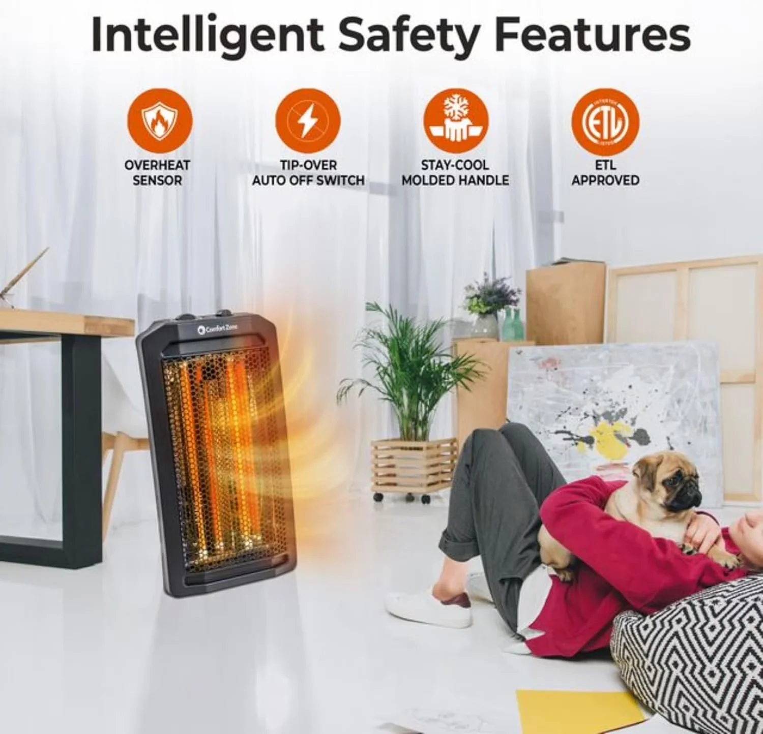 Quality Portable And Electric Space Heater with 1500W, Temperature Controlled - Black Model AE5DC0