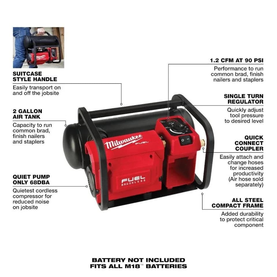 Stylish Air Tools Compressor with Battery, Portable, Cordless - Plastic Red Model E9E606