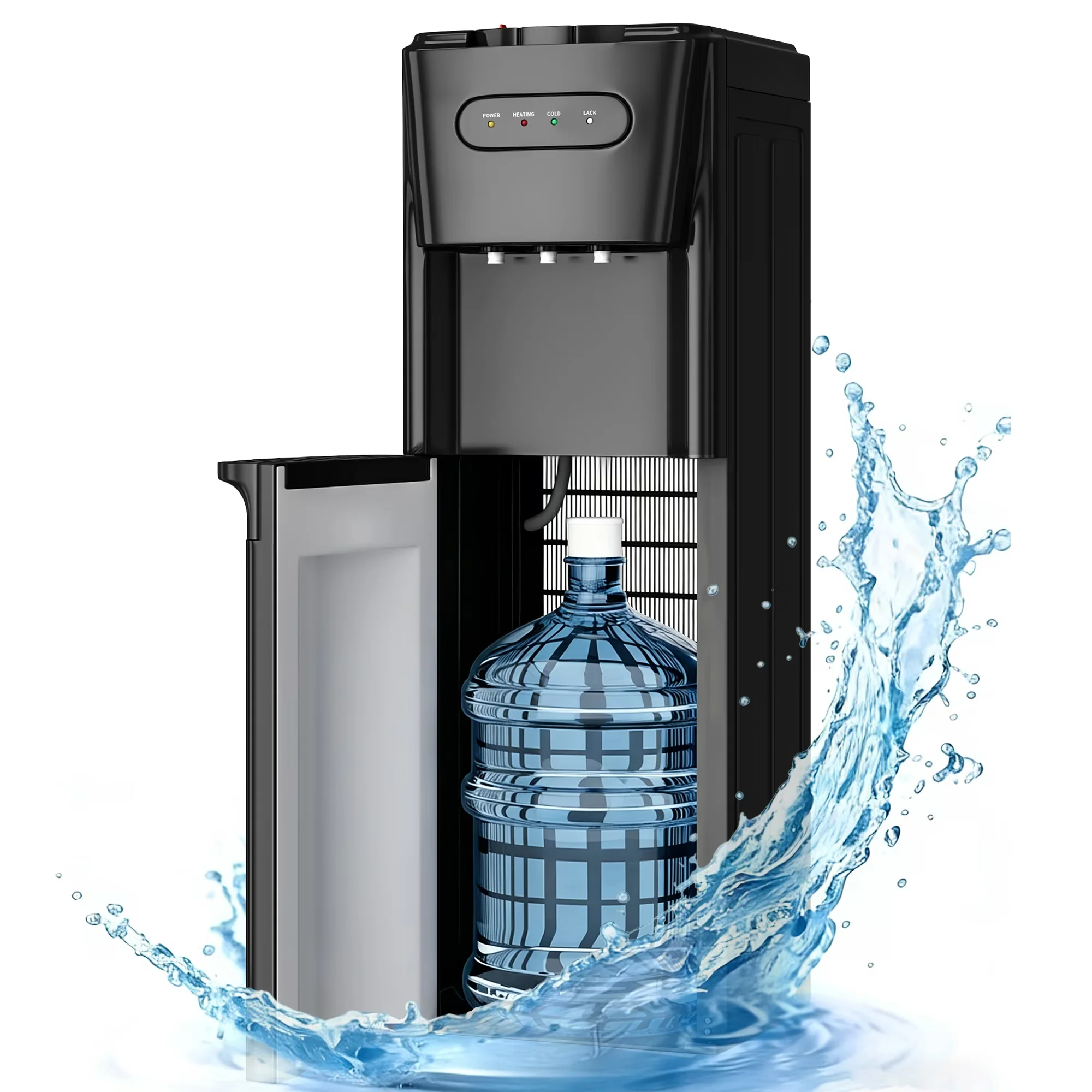 Premium Water Filtration with Child Safely Lock, Bottom Loading Dispenser - Plastics Black Model 3A2425