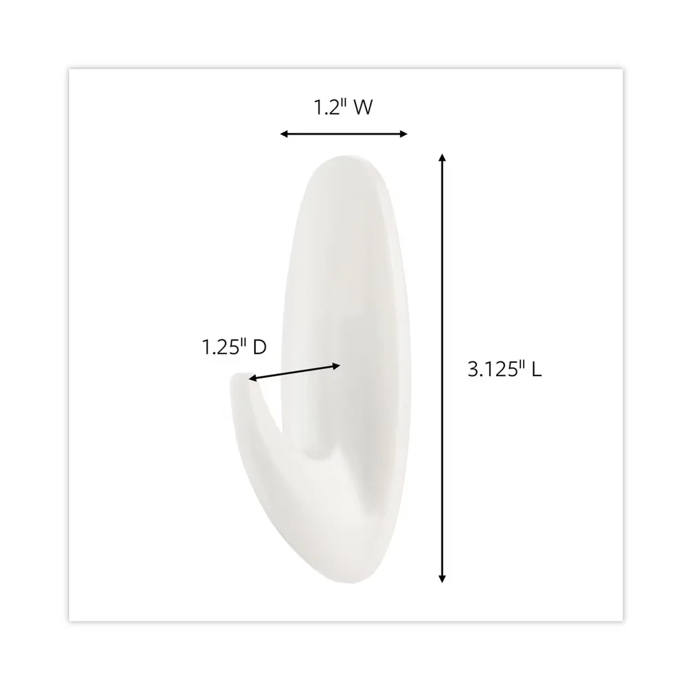 Efficient Damage-Free Hanging with Easy Installation, Medium White (6/Pack) - Plastic White Model 8DEC53