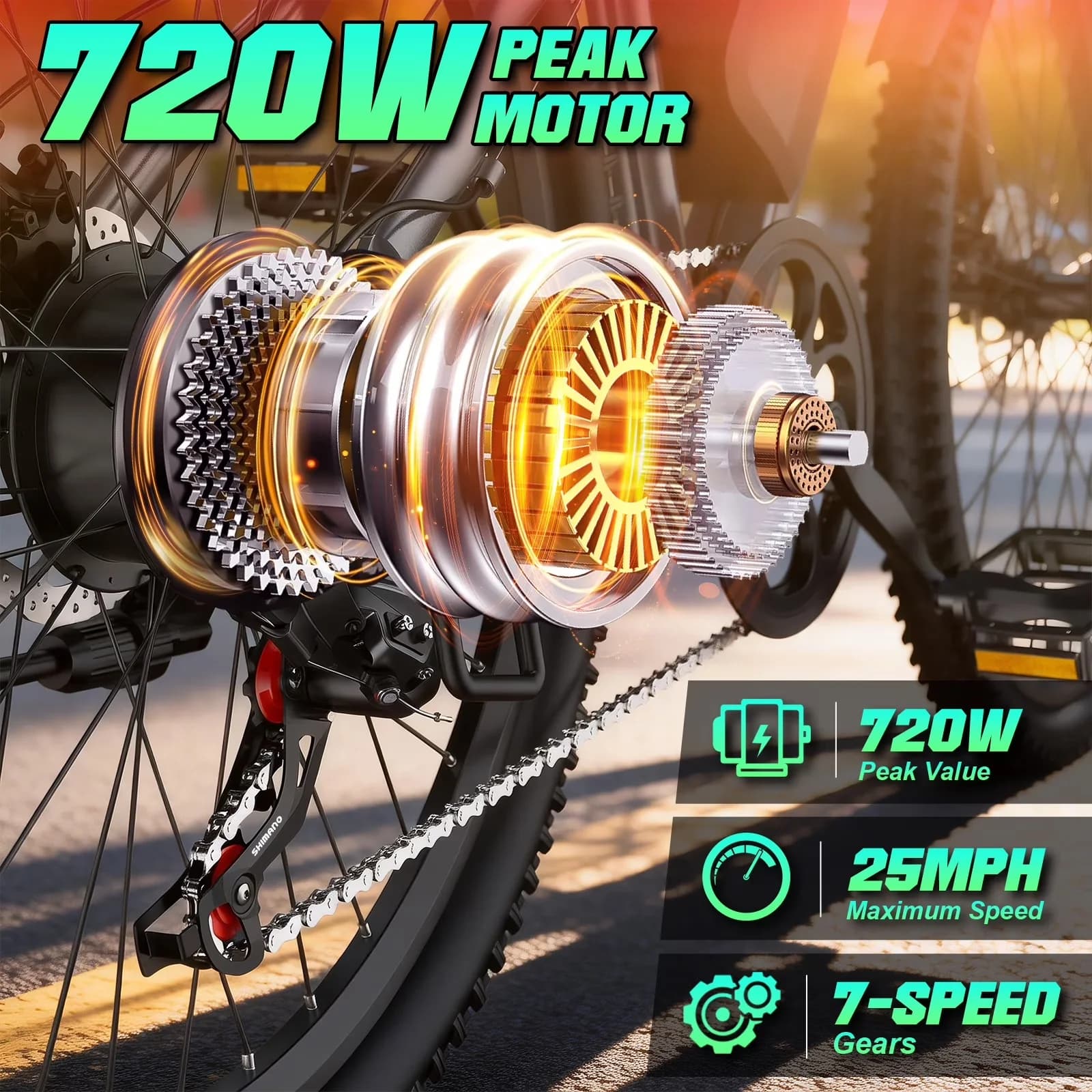 Classic Electric Bike with Battery, 720W, 720W Peak - Bn-T6-01 - Essential Collection Model 7804A0