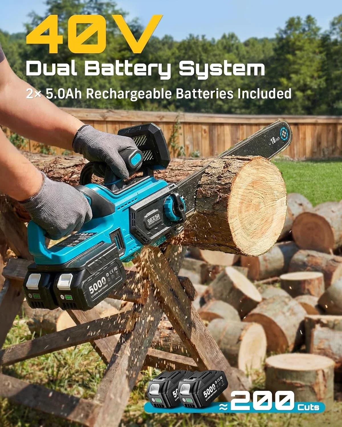 Innovative Chainsaw with Battery, 2200W, Heavy-Duty - 40V - Professional Series Model 6C4204