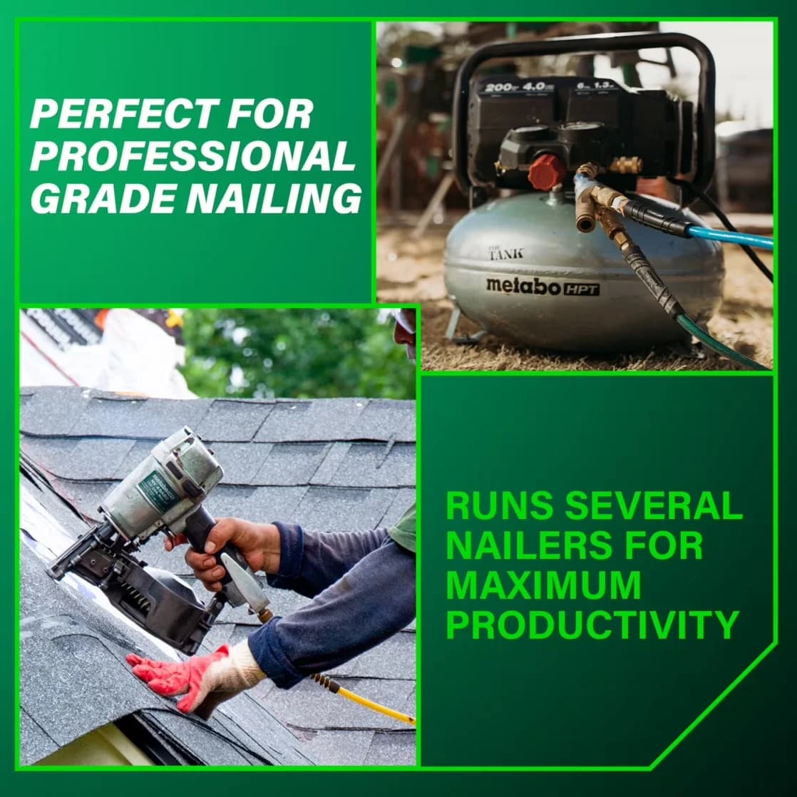 Air Tools Compressor Professional with Battery, Portable, 6 Gal Pancake - Multicolor Metal, Steel Model 00A3A8