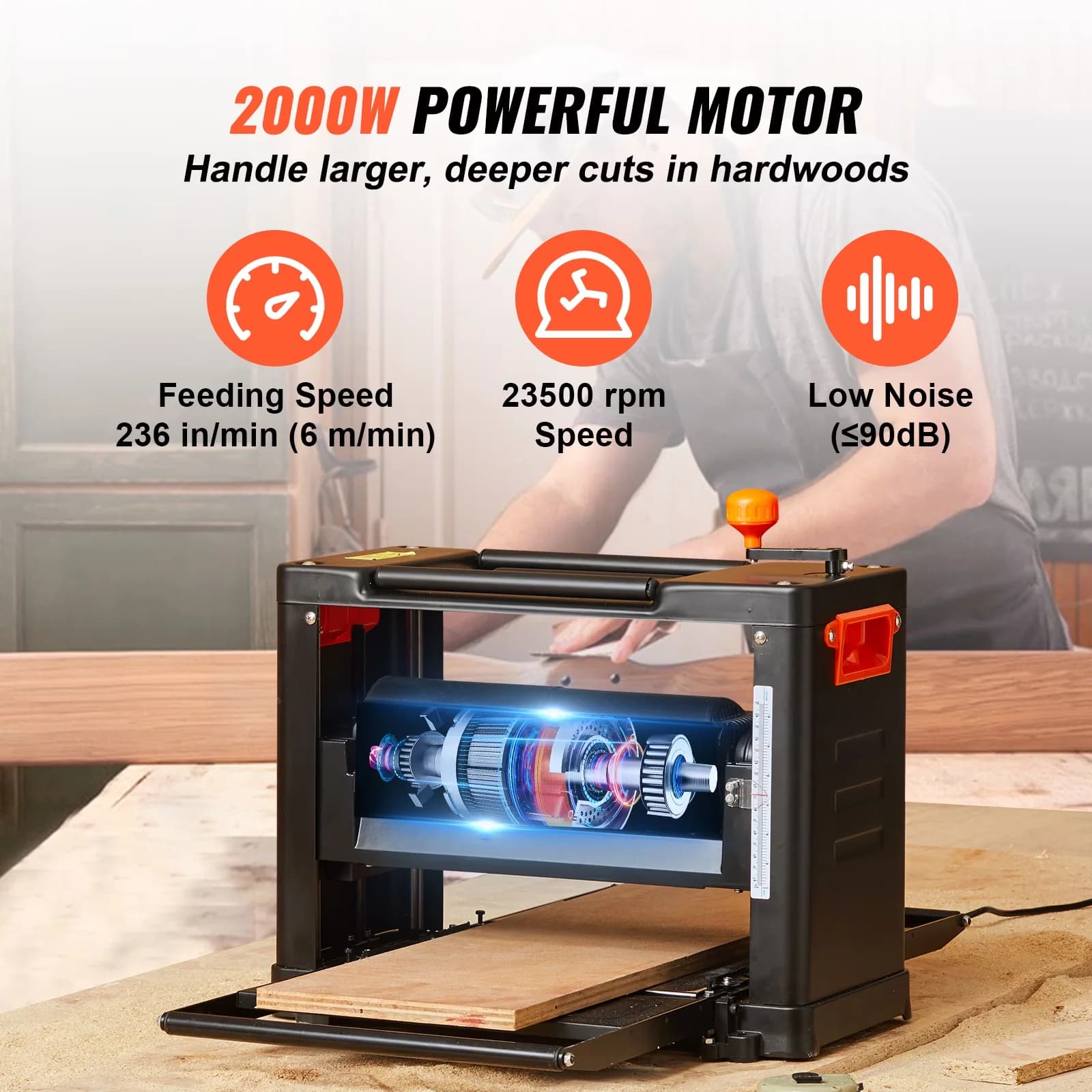 Modern Woodworking with 2000W, Easy To Operate, Two-Speed - 15 - Durable Build Model A24321
