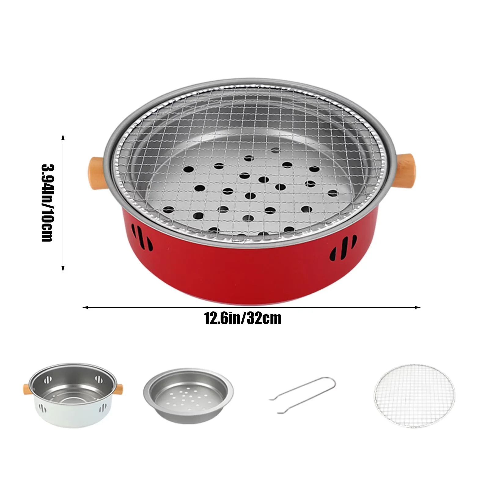 Innovative Charcoal Grill with Portable, Compact BBQ, Portable Mini Barbecue - Iron Red Model CF2A2B