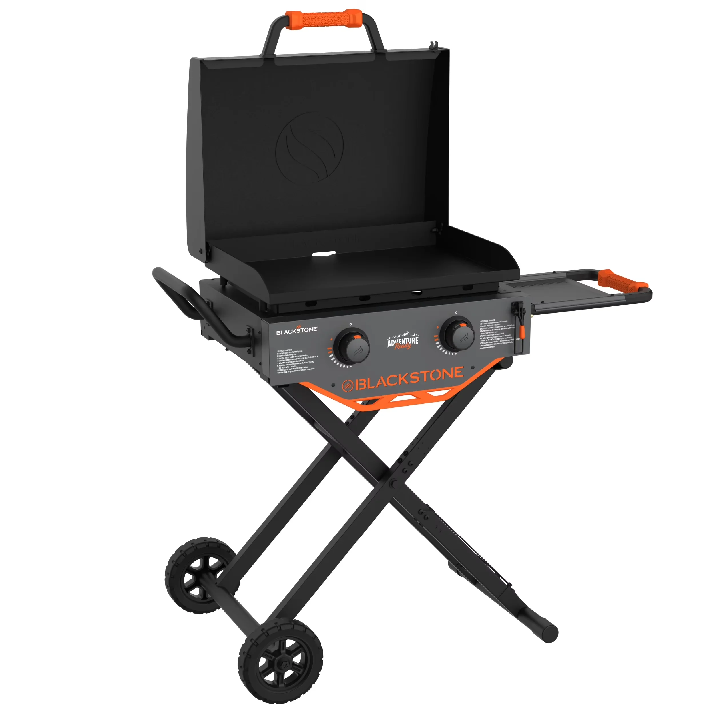 Versatile Flat Top Grill with Locking Lid, Grease Pan, Portable - Gray Steel Model DDE358