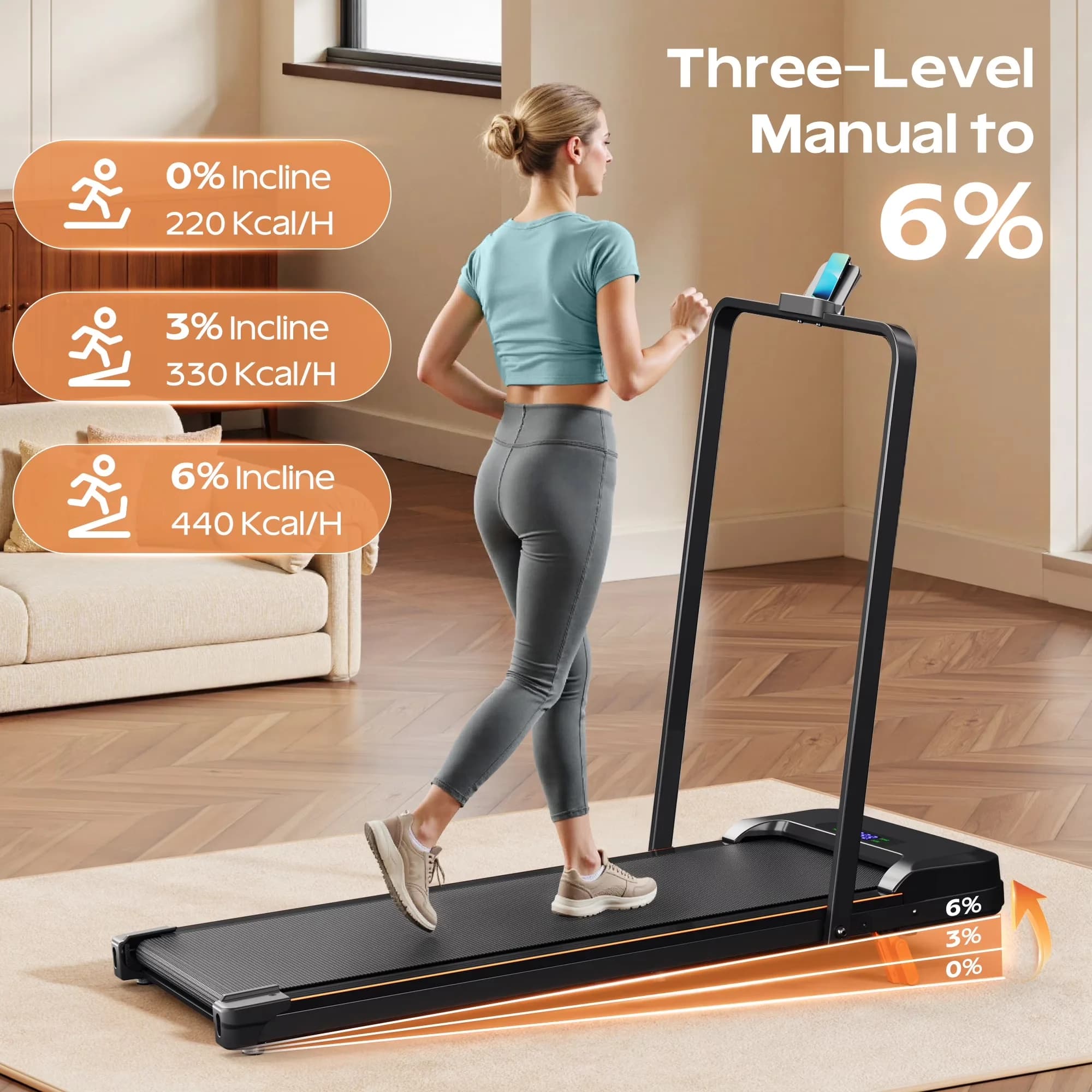 Essential Home Gym with Compact, Incline and Handle, 4 in 1 Compact Under Desk Treadmill - Steel Black Model 101760