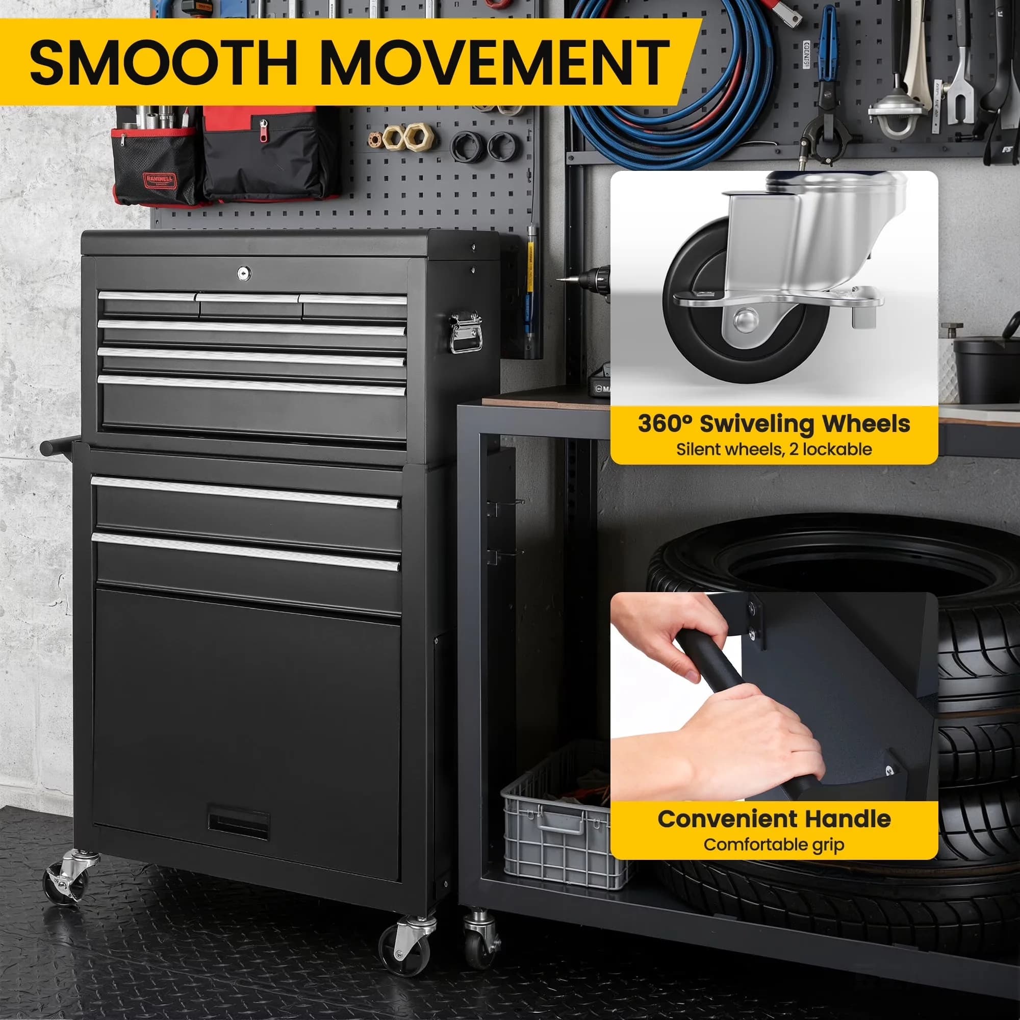 Toolstorage Professional with Non-Slip Base, Lockable - Stainless Steel Black Model 047410