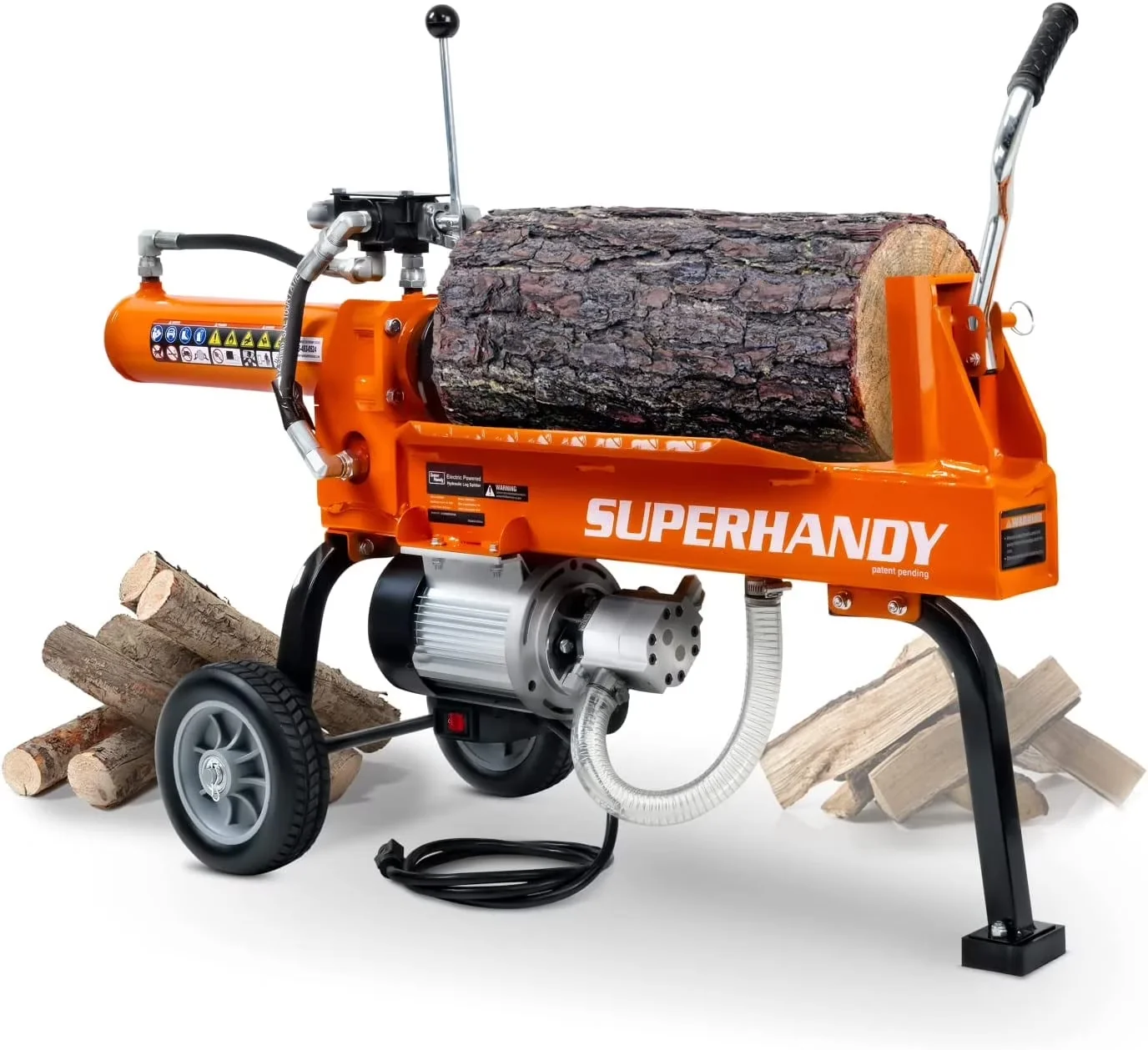 Sleek Logsplitter with Wheeled, Portable Design - Orange 14 - Traditional Style Model A82C6A