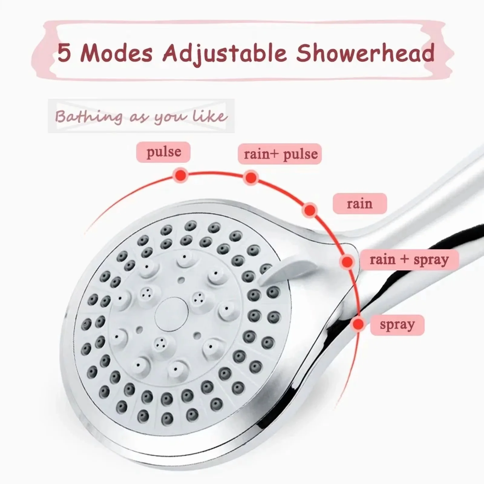 Reliable Shower Head with Handheld, High Pressure, Useful for both indoor and outdoor use. - Model D14057