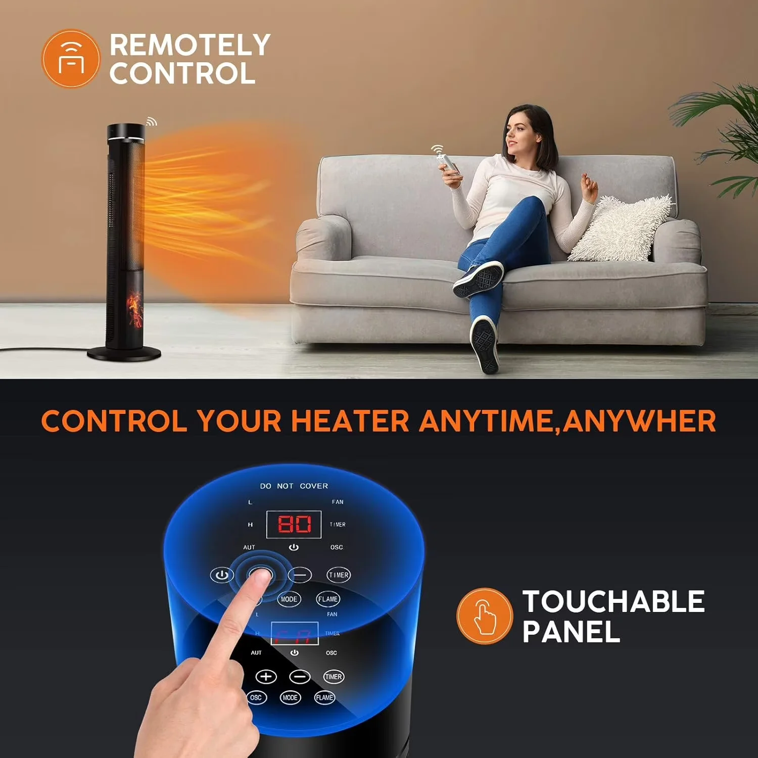 Portable And Electric Space Heater Compact with 1500W, Adjustable - Black Model 4FD3C2