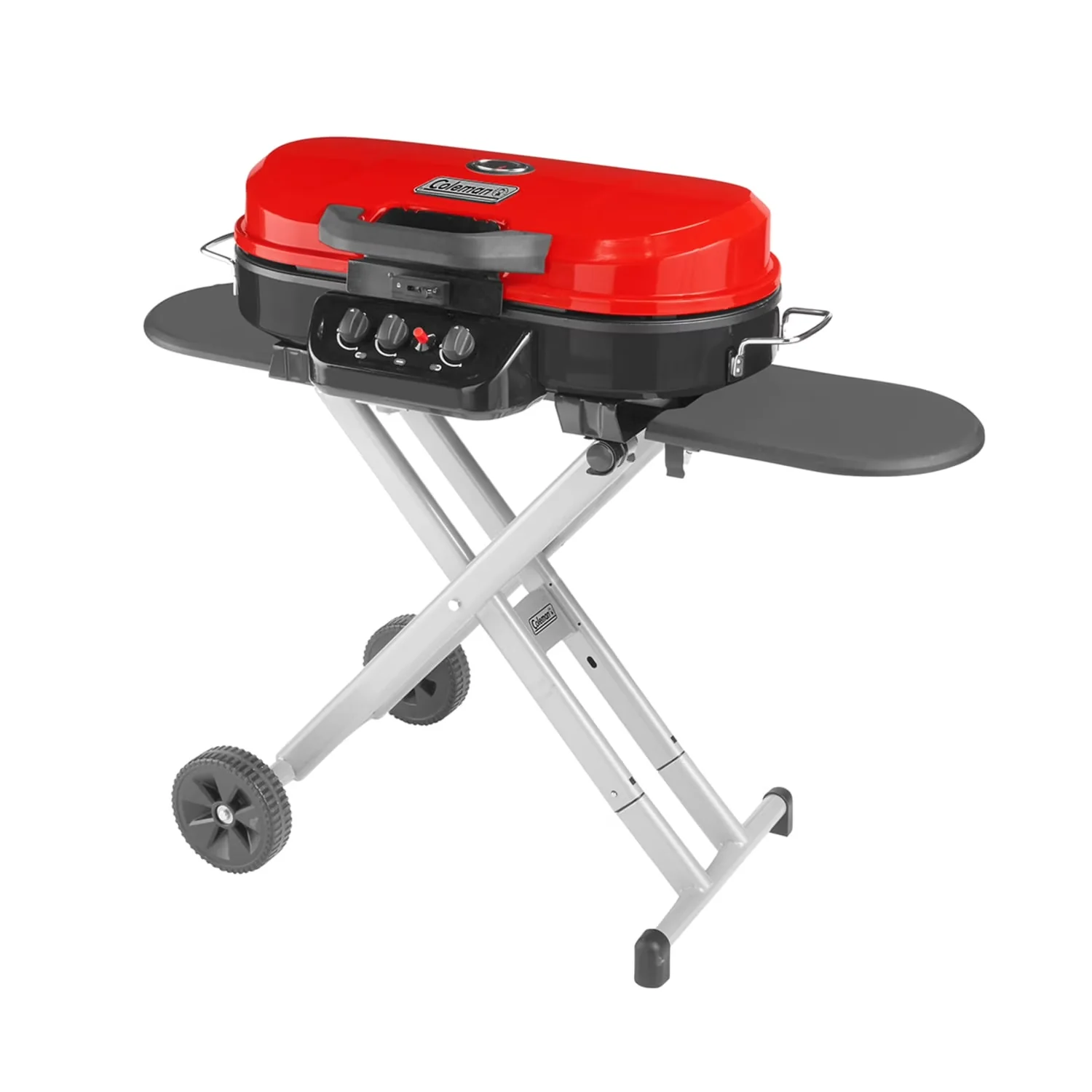 Modern Gas Grill with Foldable Legs, Portable, Red - Aluminum RoadTrip Model 114B3C