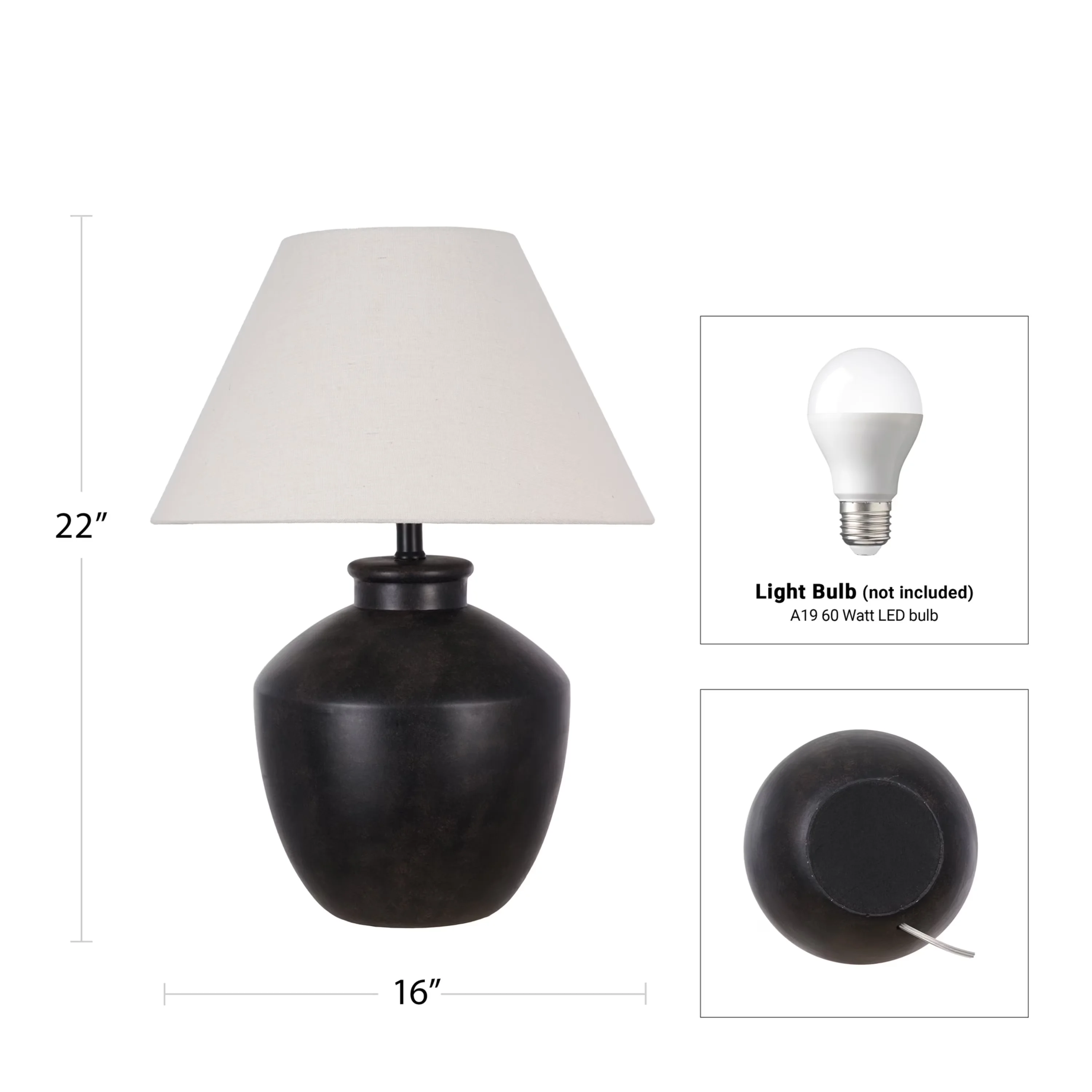 Quality Table Lamp with LED, Farmhouse, 22'' - Ceramic Multicolor White Model 6C3B99