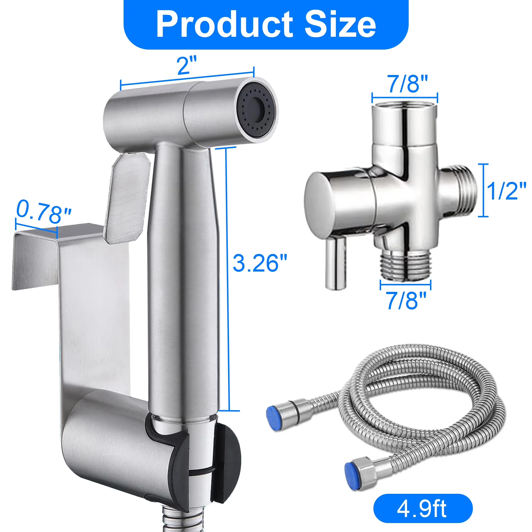 Plumbing Efficient with Adjustable, Handheld Bidet Sprayer - Stainless Steel Silver Model 53D61F