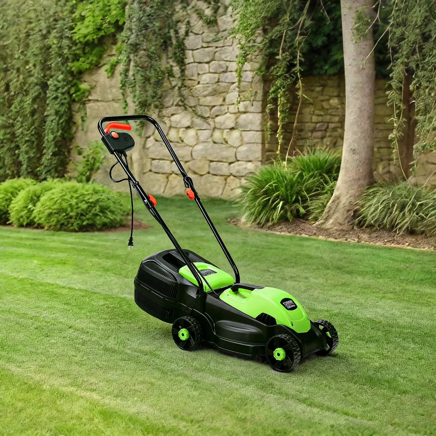 Innovative Push Mower with Adjustable Handle Bar, Folding Handle for Garden - Model 8F9E4C