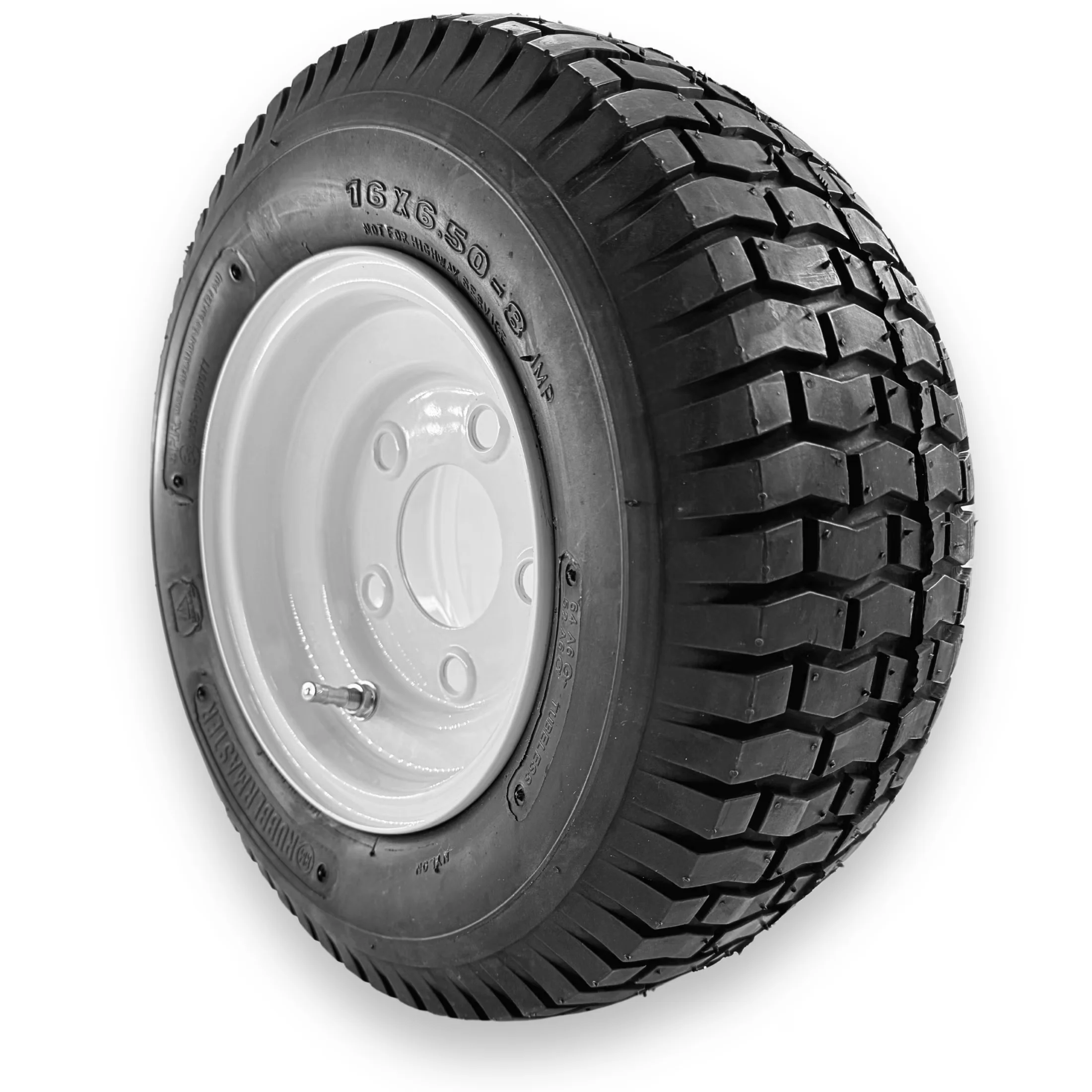 Compact Motor Home And Rv Tire with Heavy-Duty, 16x6.50-8 4 Ply Turf 5 on 4.5 Stamped - Model A63F86