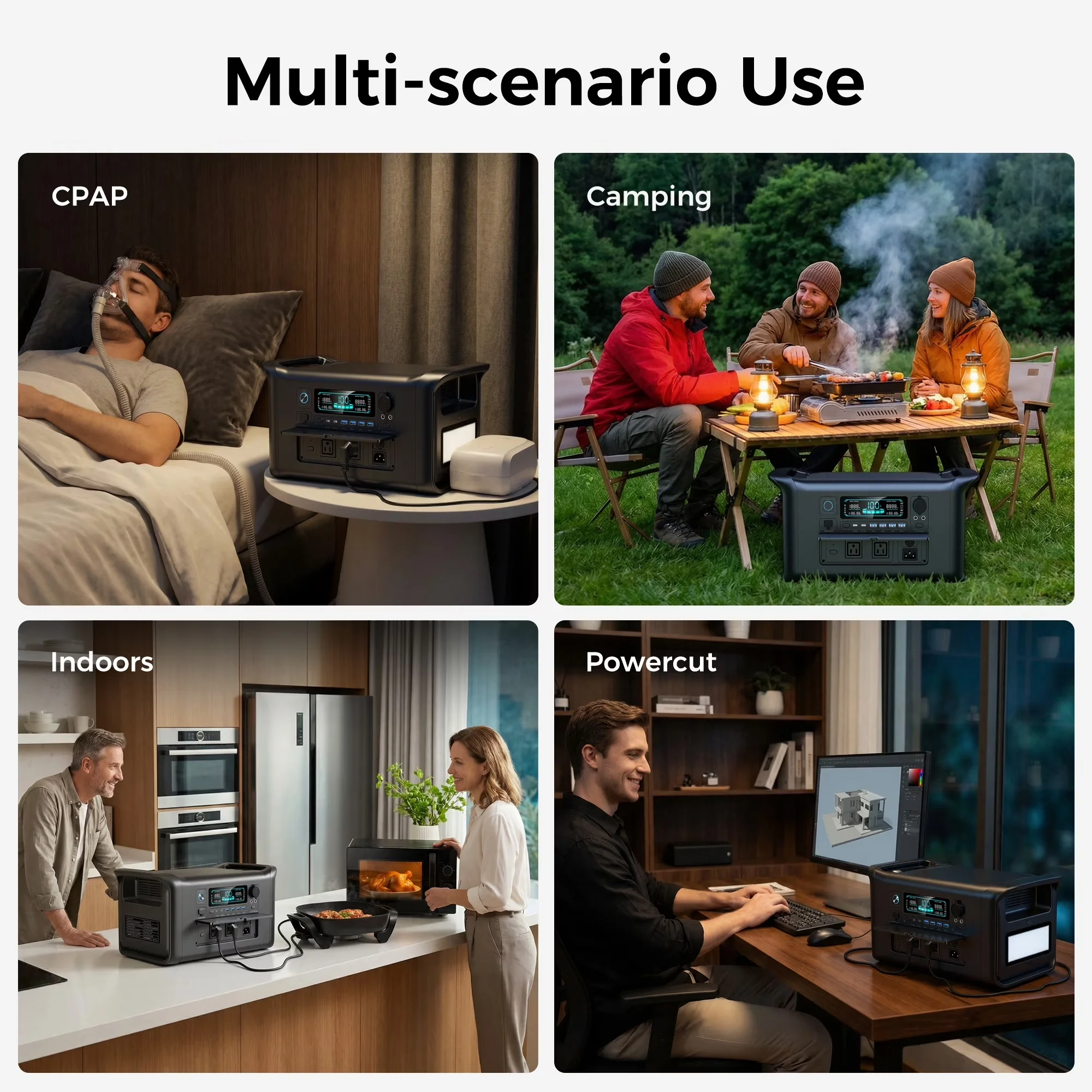 Generator Compact with 1600W, Usb Port, 1 Hr Fast Charge - Black AP1000 Model EA36DE