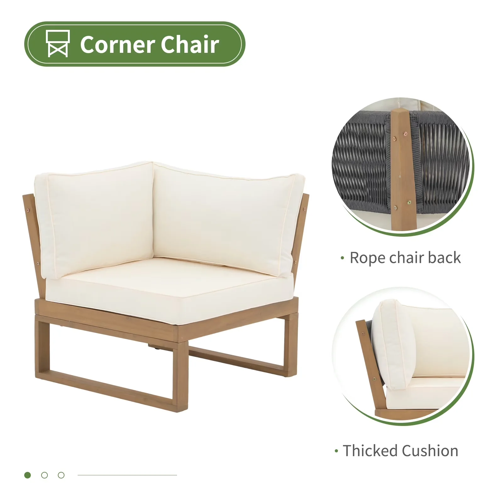 Outdoor Sofas Sectional Stylish with Removable Cushion Cover, Traditional - Acacia Wood & Fabric Model 667BAD
