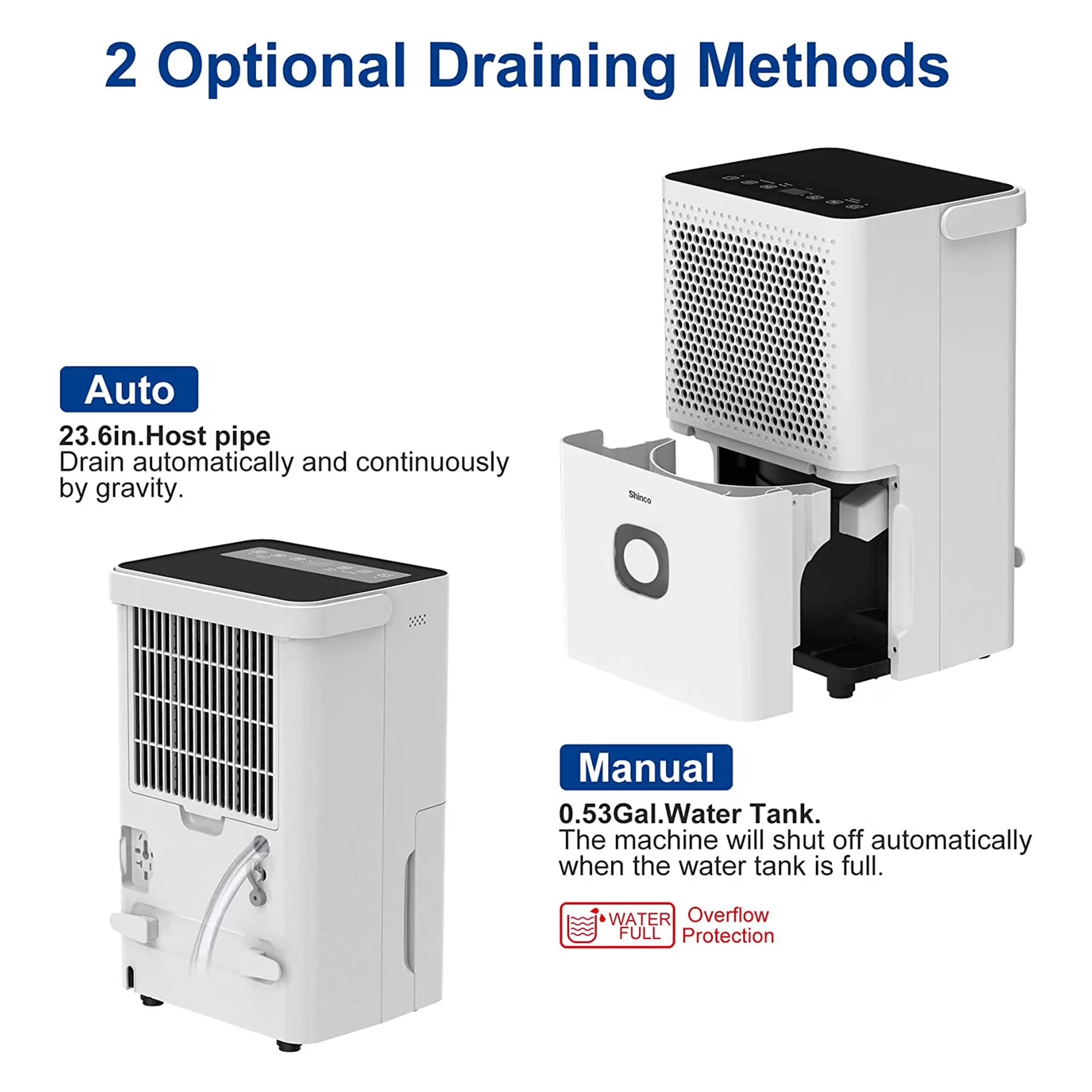 Sleek Dehumidifier with Automatic Defrost Control, w/ Lightweight Design & Quiet Operation, Color: White - White Model 8D49DE