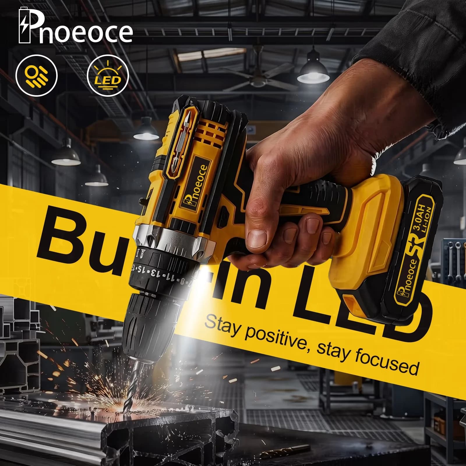 Modern Drills Driver with Battery, 20V, 20V Cordless Drill Set - Yellow Model EC220A