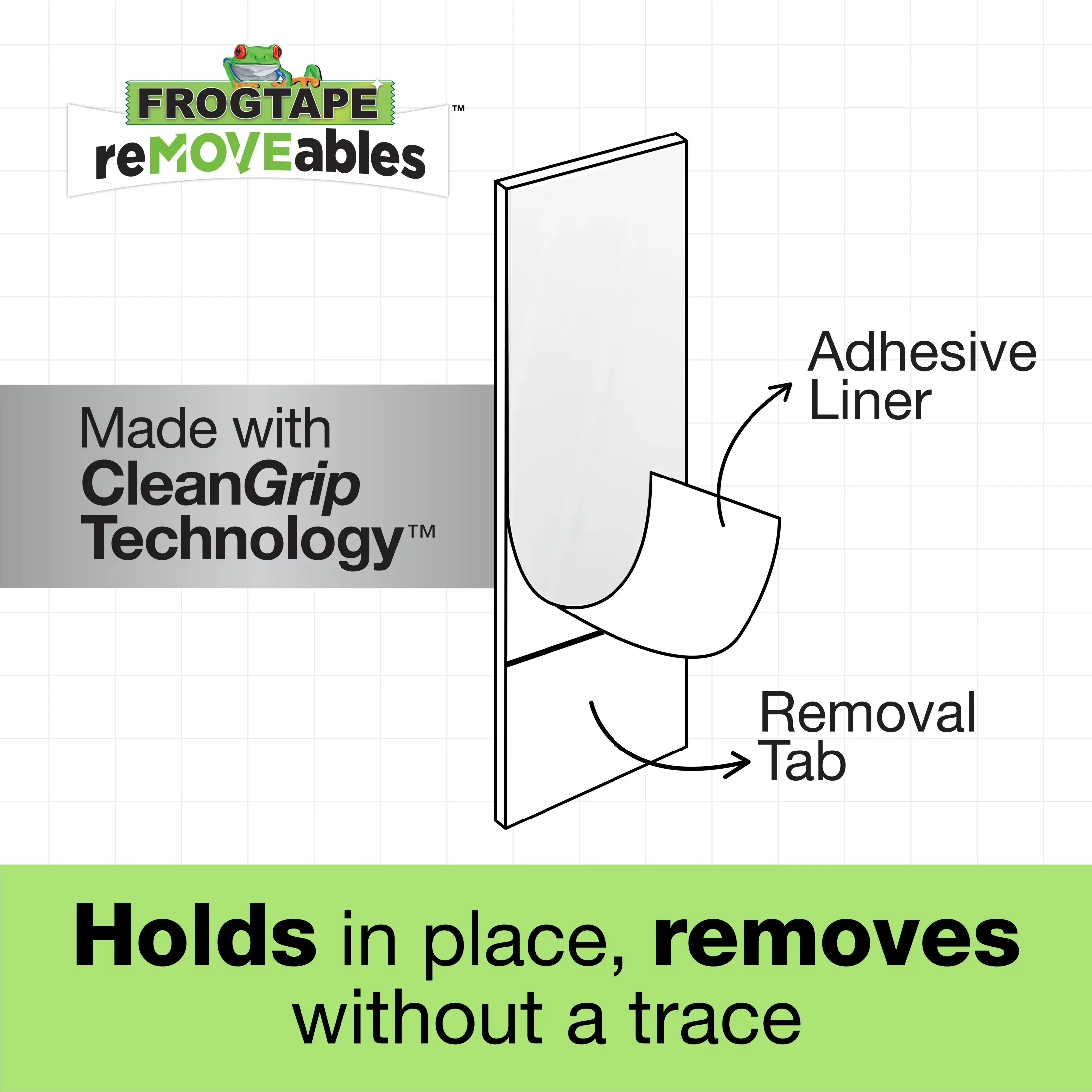 Sleek Damage-Free Hanging with Brand: FrogTape, Item Weight: 0.103 LB, Model Number: 288662 - Clear M Model 065411