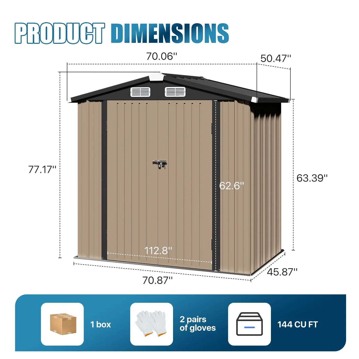 Shed Quality with Waterproof, 6x4 ft Outdoor Storage - Brown Metal for Garden Model C023BD