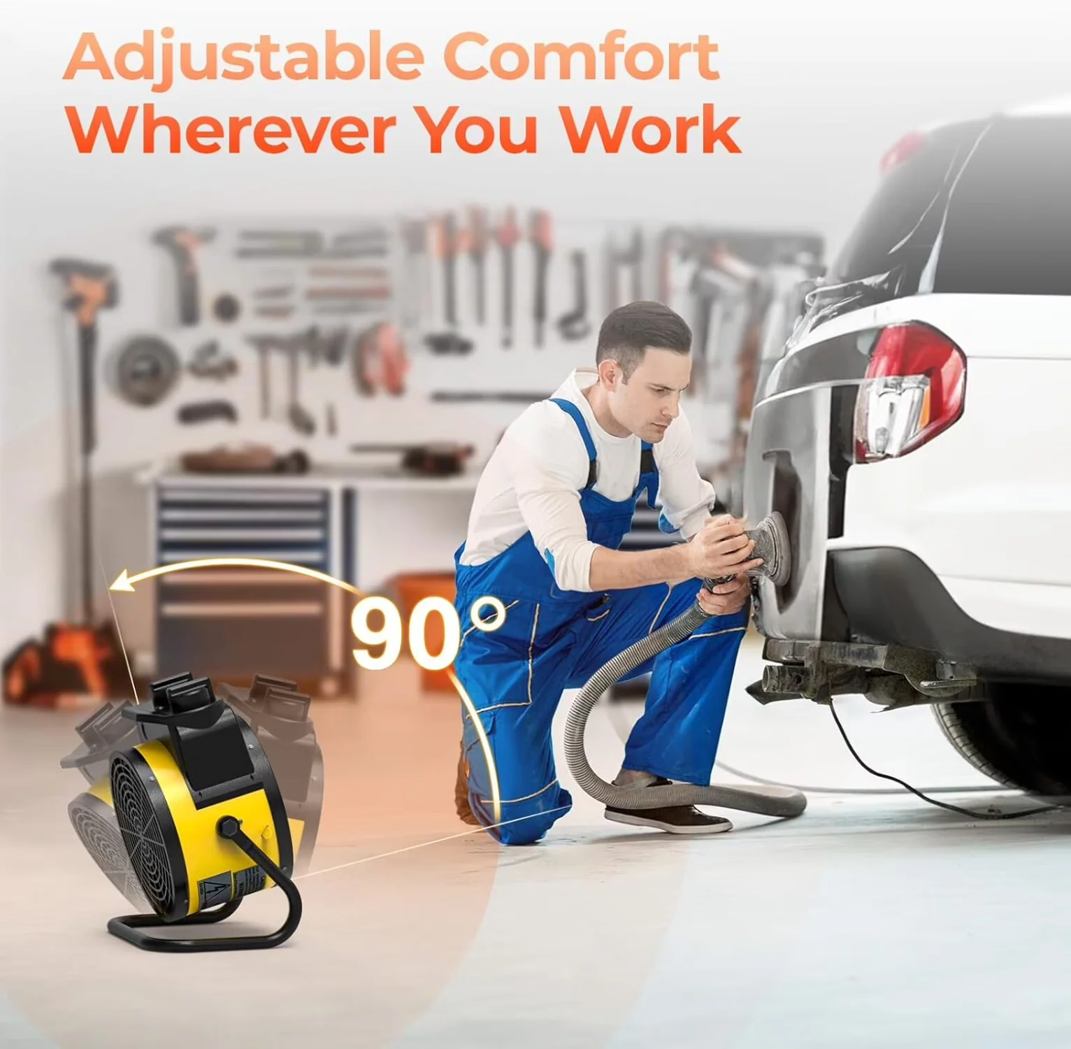 Versatile Portable And Electric Space Heater with 1500W, 5000 BTU, Adjustable - Yellow Model E18A54