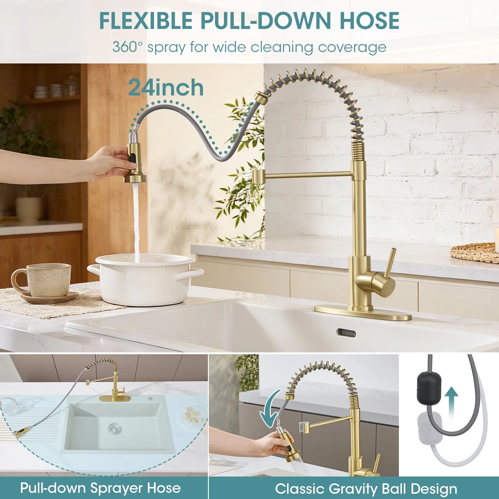 Versatile Kitchen Renovation with Easy To Clean, 304 Stainless Steel Faucet, 2 Water Modes Single Handle Sink Faucets - Stainless... Model AF1B37