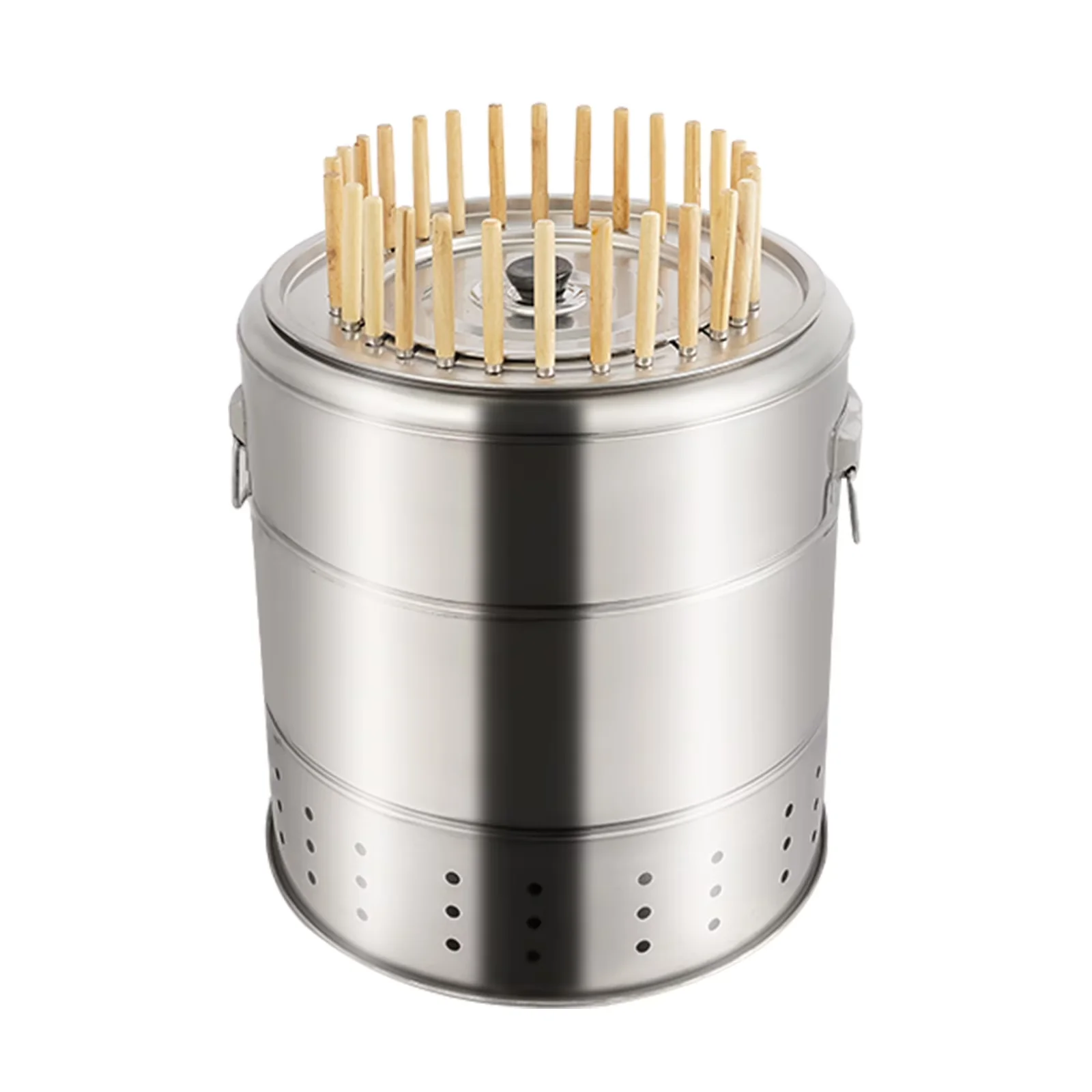 Modern Charcoal Grill with Portable, 28 Skewers, Stainless Steel Surround kebab - Silver 201 Stainless Steel Model 03C43C
