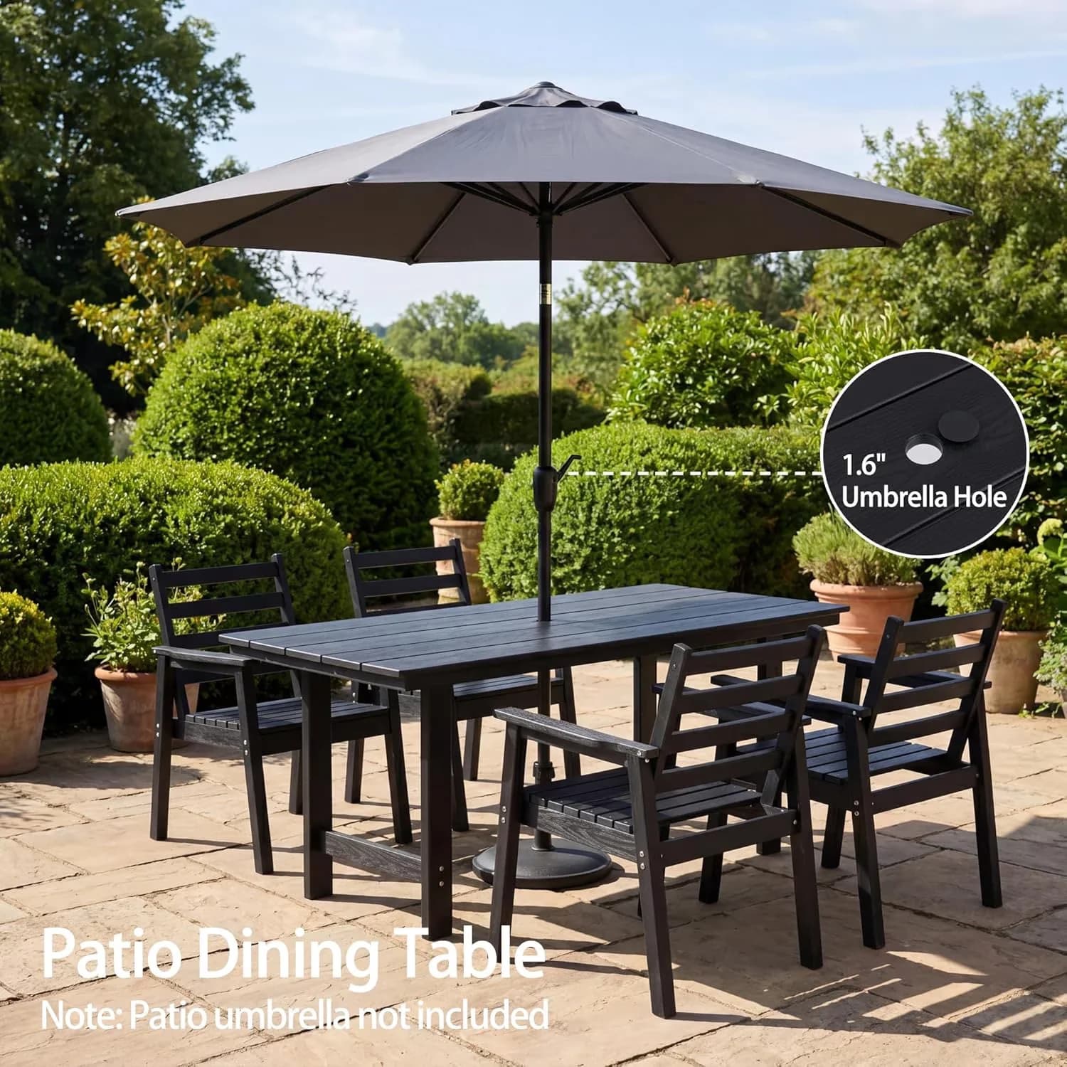 Professional Patio Dining Set with Weatherproof, UV Resistant, All-Weather HDPE Furniture - High Density Polyethylene Black Model 424346