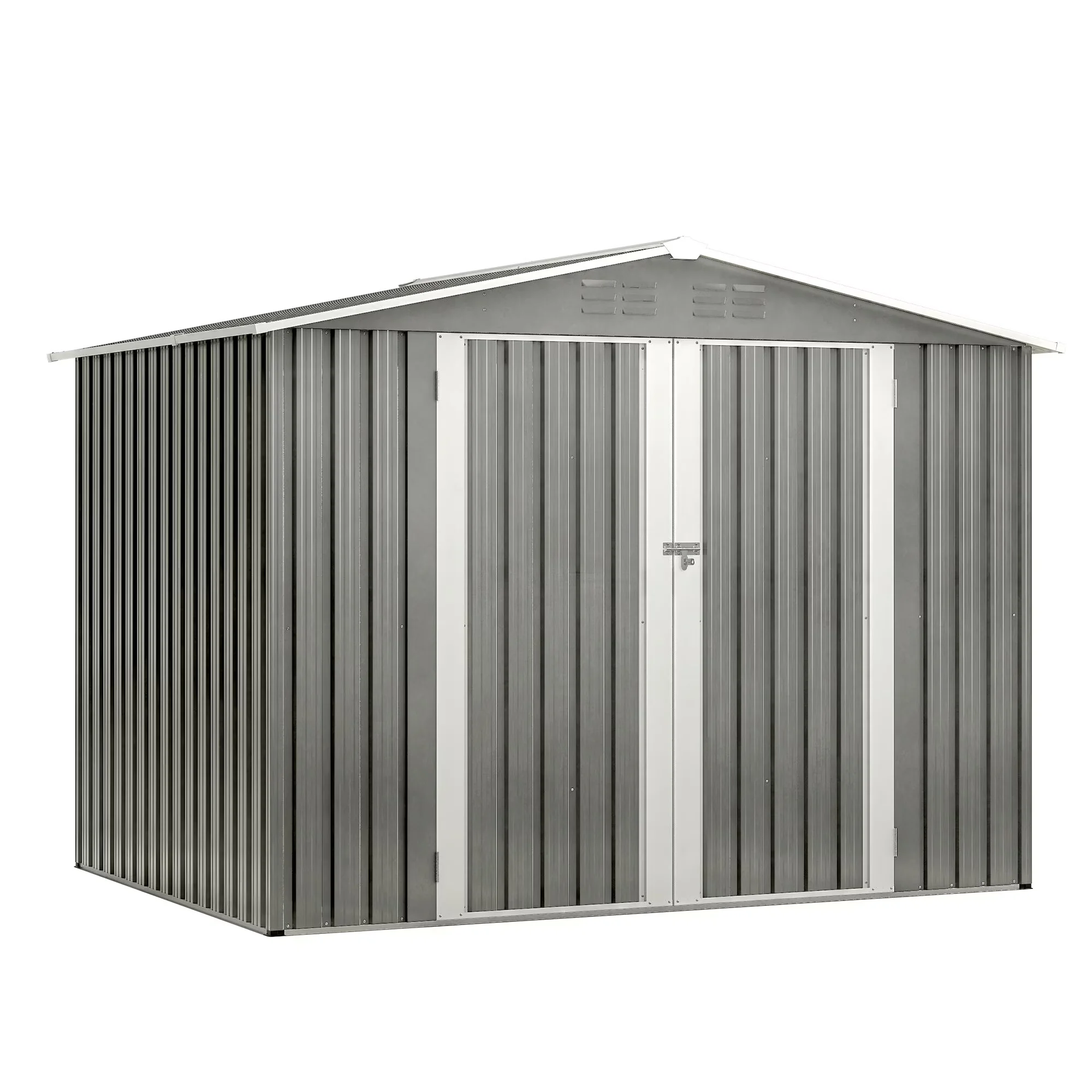 Stylish Shed with Lockable Door, Waterproof, Metal Foundation - Gray#9 Metal Model 14553F