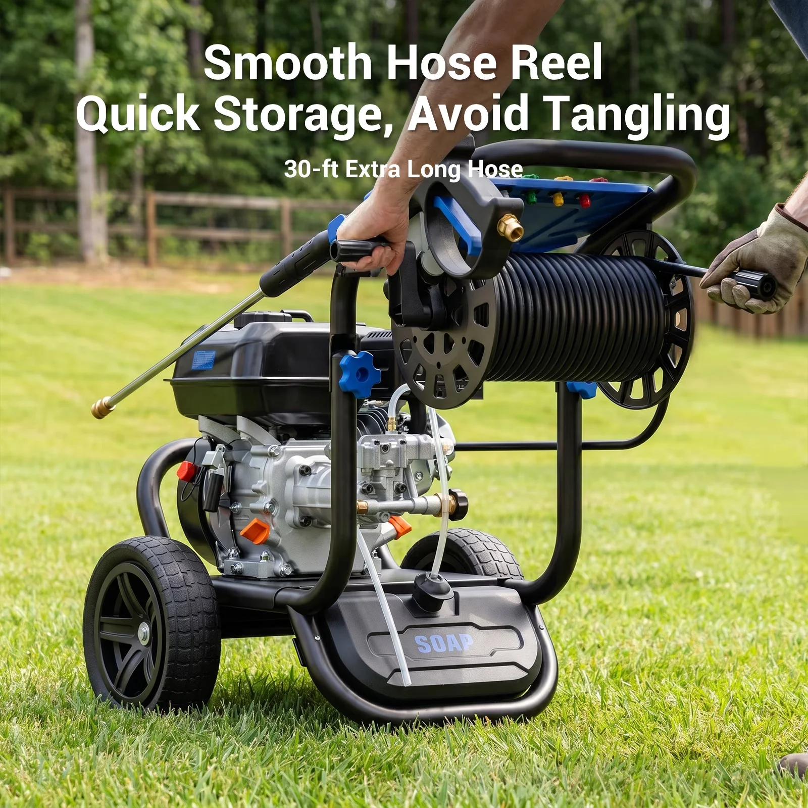 Efficient Pressure Washer with Quick Connect Tips, 212CC Heavy Duty Engine, 5 Quick Connect Nozzles for Garden - Model 853A76