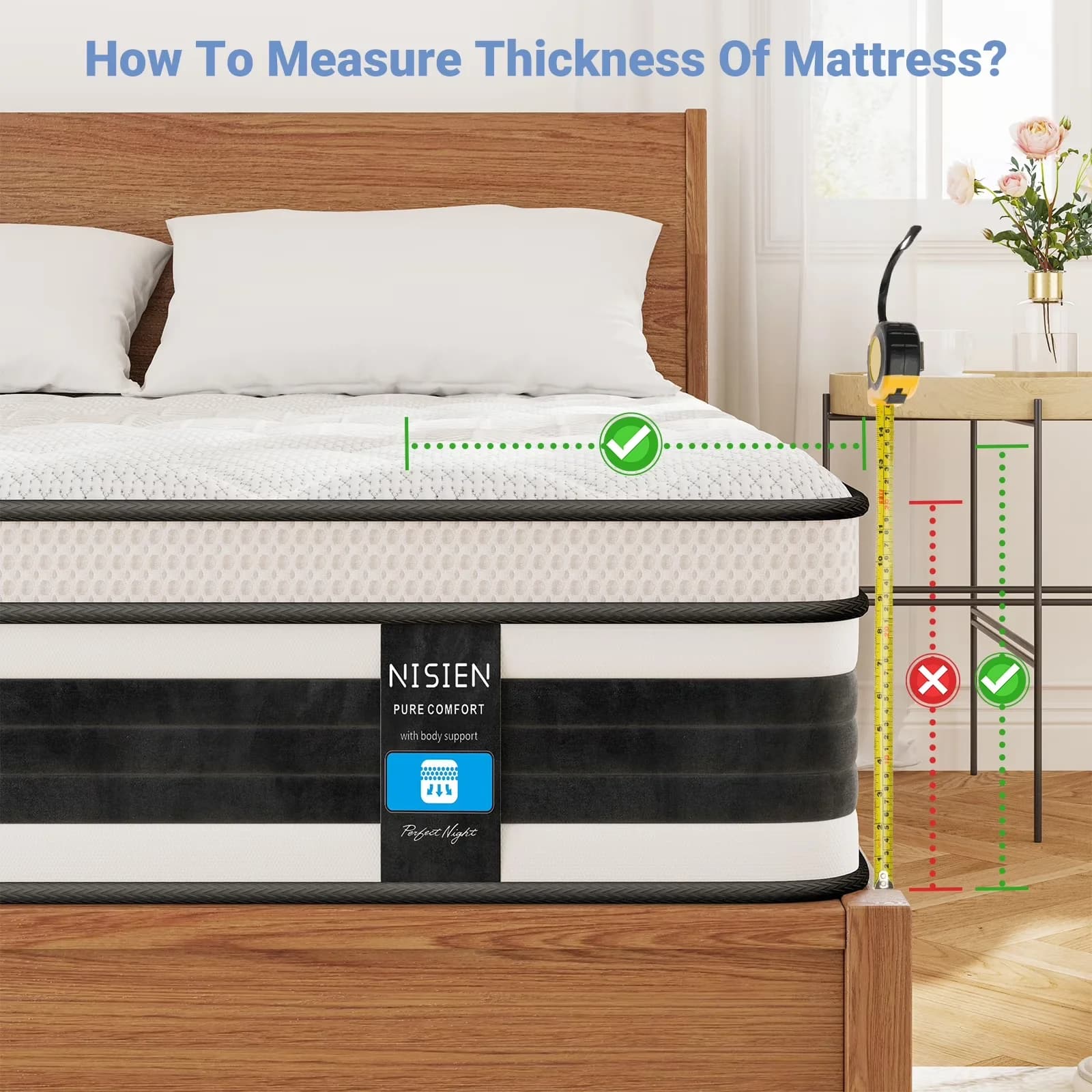 Premium Mattresses Accessory with Mattress-In-A-Box, Hypoallergenic - Innerspring+Memory Foam Model 8A1D65