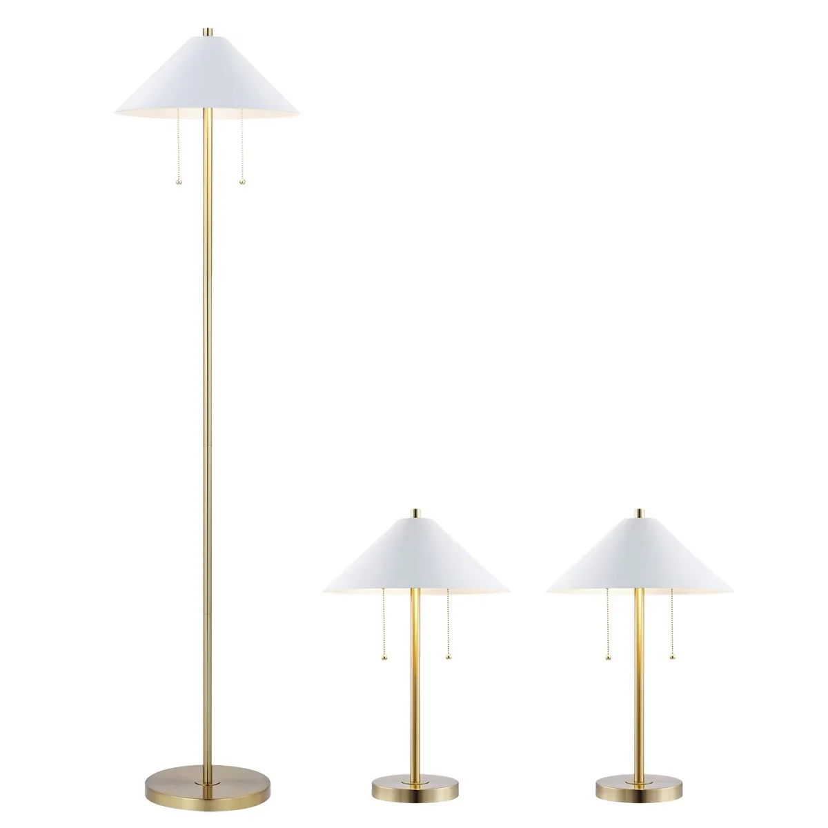 Reliable Lamp Set with LED, Energy Efficient, Modern - Gold, White, Multicolor Metal Model B58785