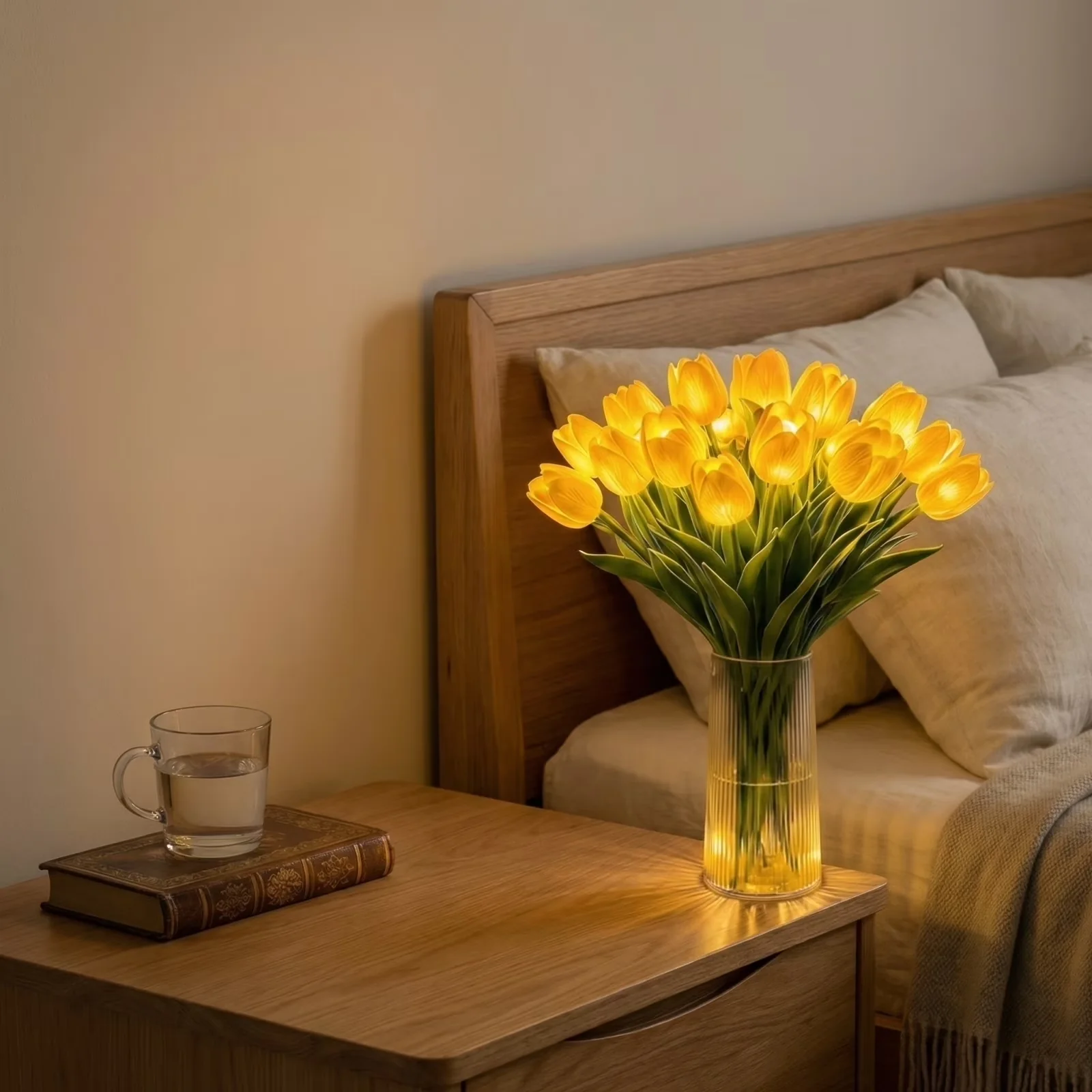 Versatile Lamp Set with LED, Battery, Yellow Led Night Table - Yellow - Easy to Use Model 71F848
