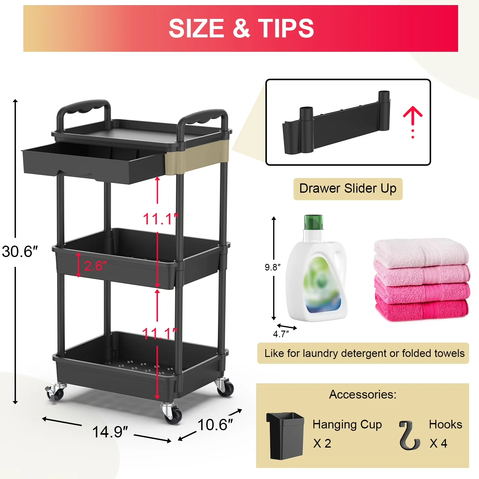 Modern Garage Storage Supply with Rolling, 3 Tier Rolling Utility Cart Organizer - 3 Tier Model 8EE74D