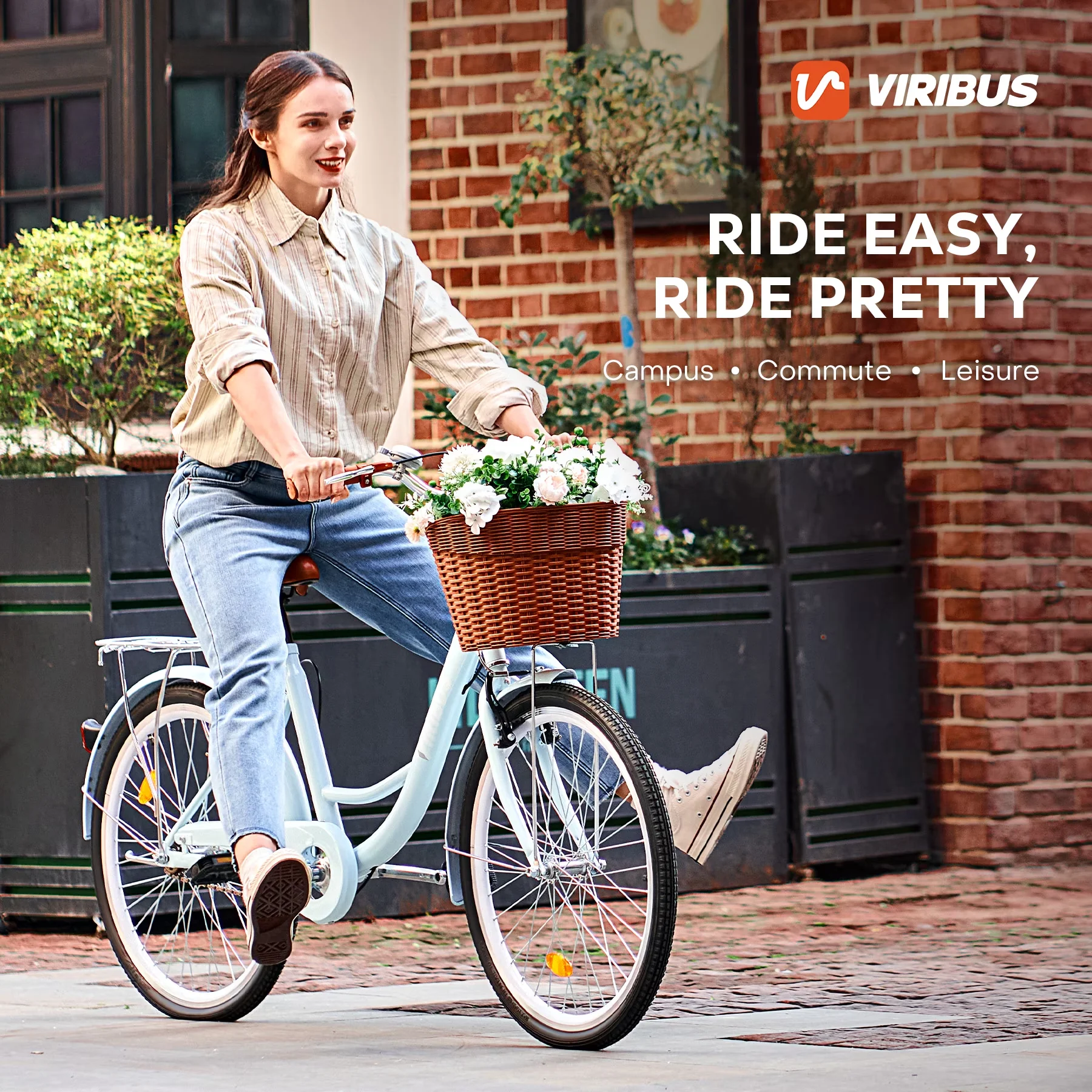 Premium Cruiser Bike with Adjustable Height, 24" City Bicycle - Blue-A Model 16DA55