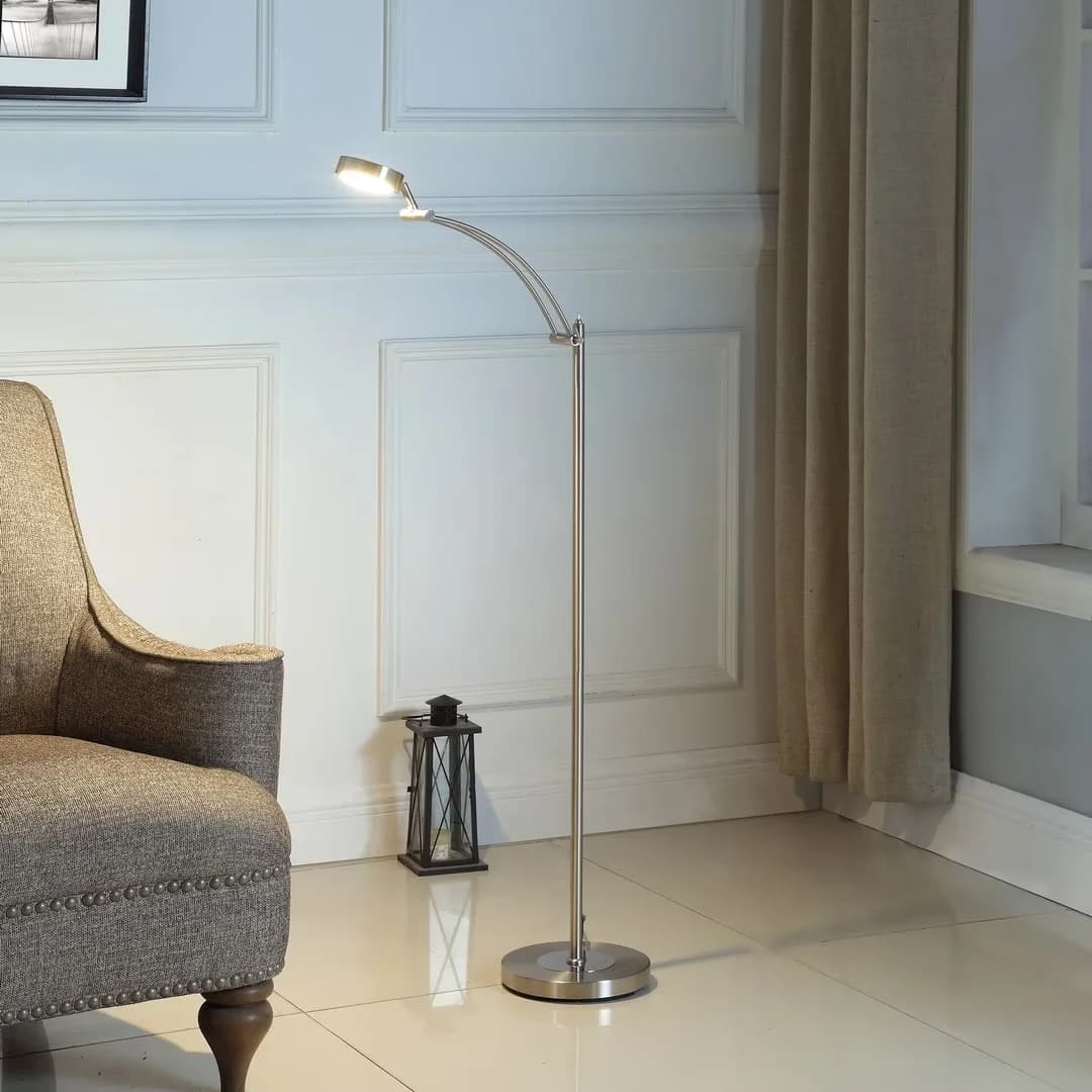 Durable Floor Lamp with LED, 6W, Energy Efficient - Silver Metal 2700K Model 529BE7