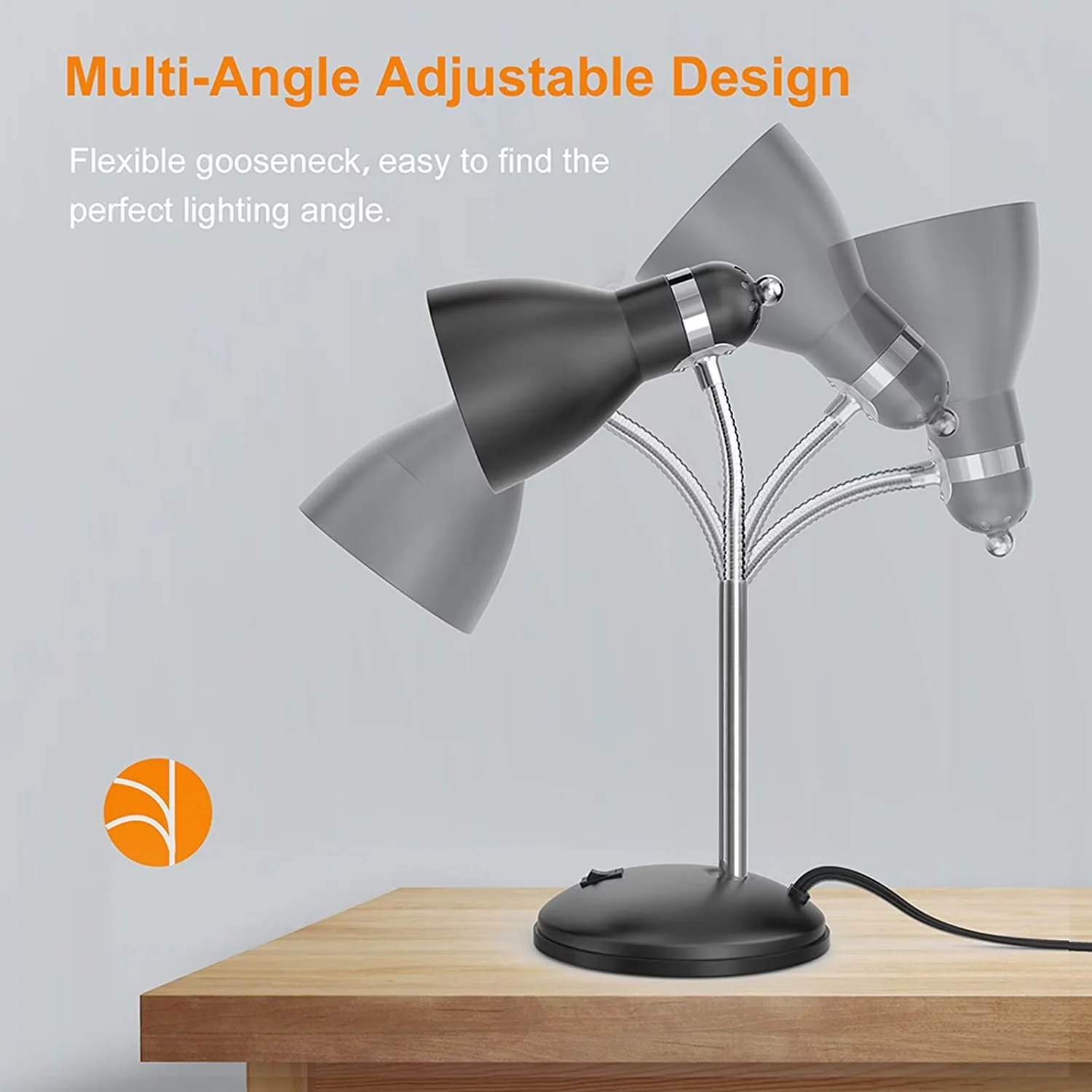 Modern Lamp with LED, Modern, Metal Desk - Black Metal for Home, Office Model 2F519A