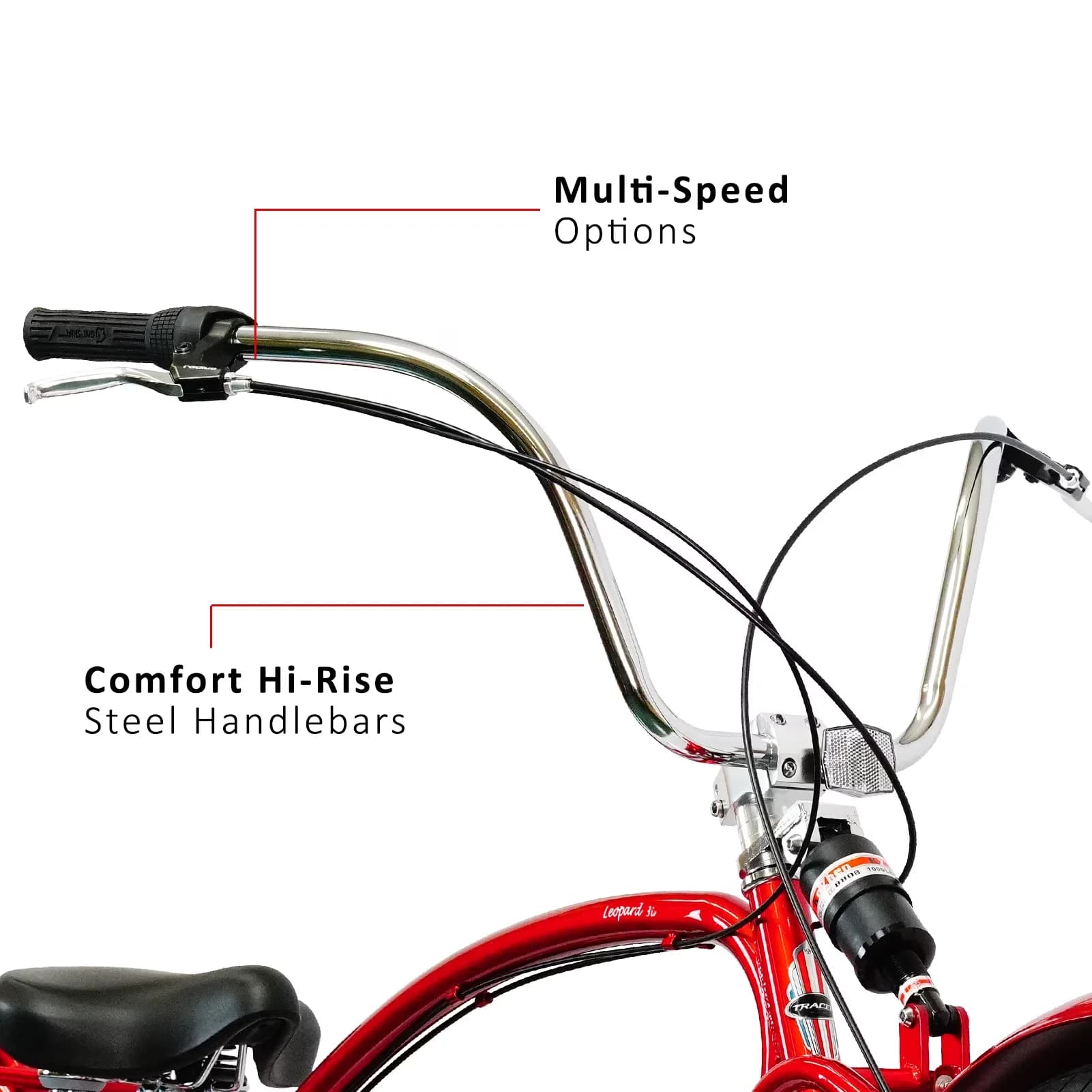 Stylish Cruiser Bike with Lightweight, Adjustable Seat Height, Suspension Fork - Red Model 06A161