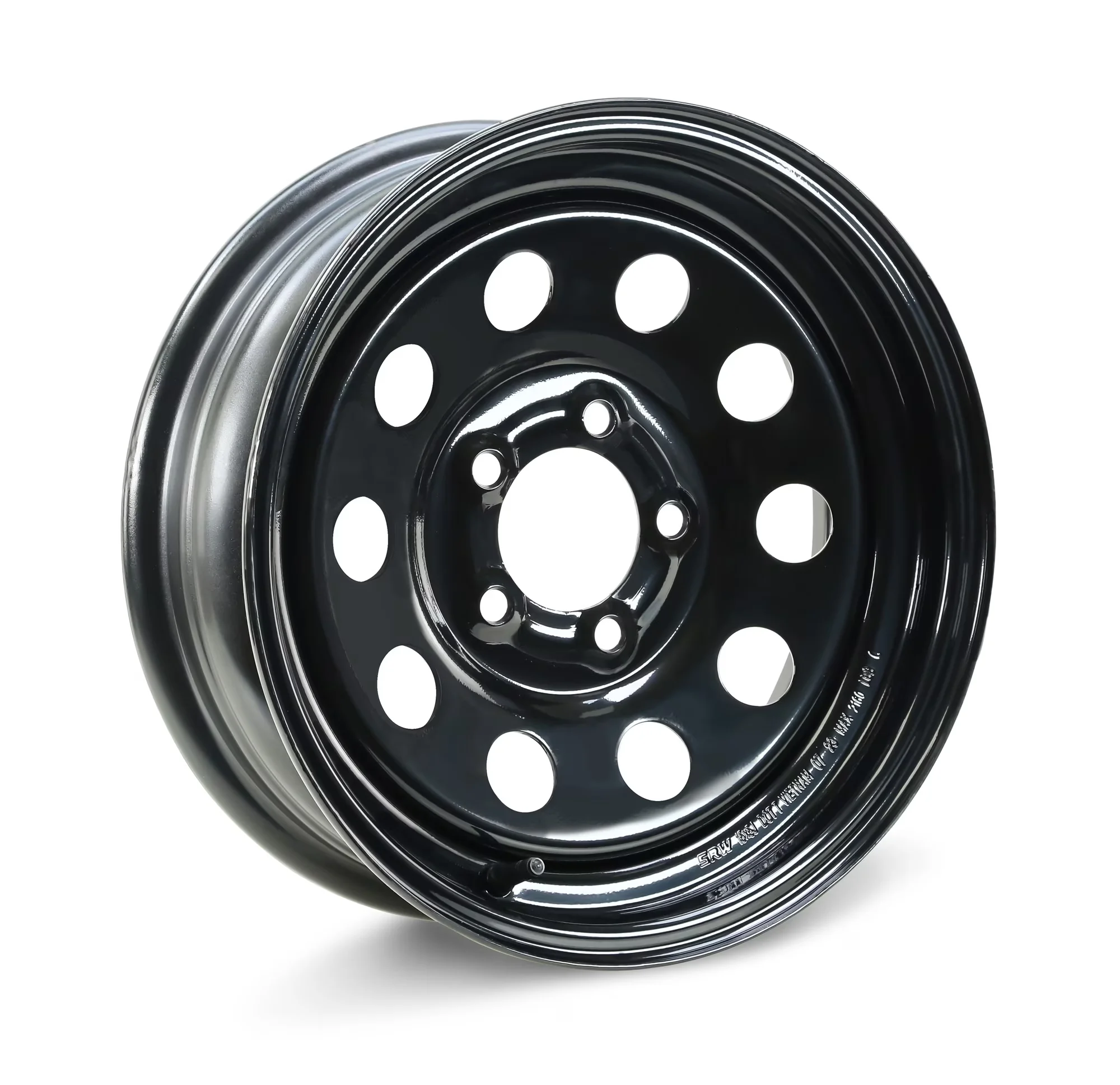 Wheels And Rim Compact with Center bore diameter:3.19 in, Offset: 0, Wheel size:14 x 5.5 - Stainless Steel Black Model E32643