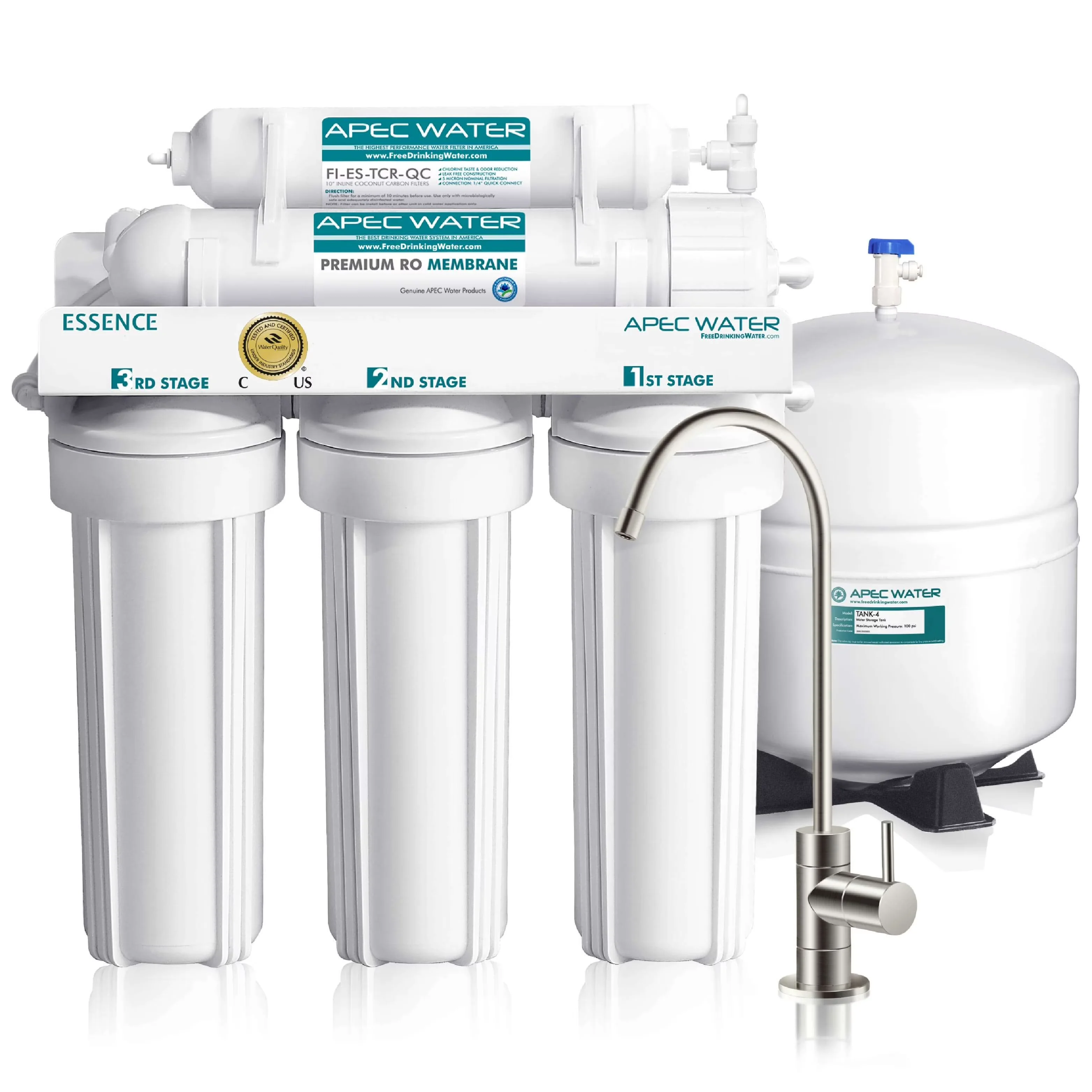 Essential Water Filtration with Removes 99% Contaminants, 50 GPD - White Model 47EFE2