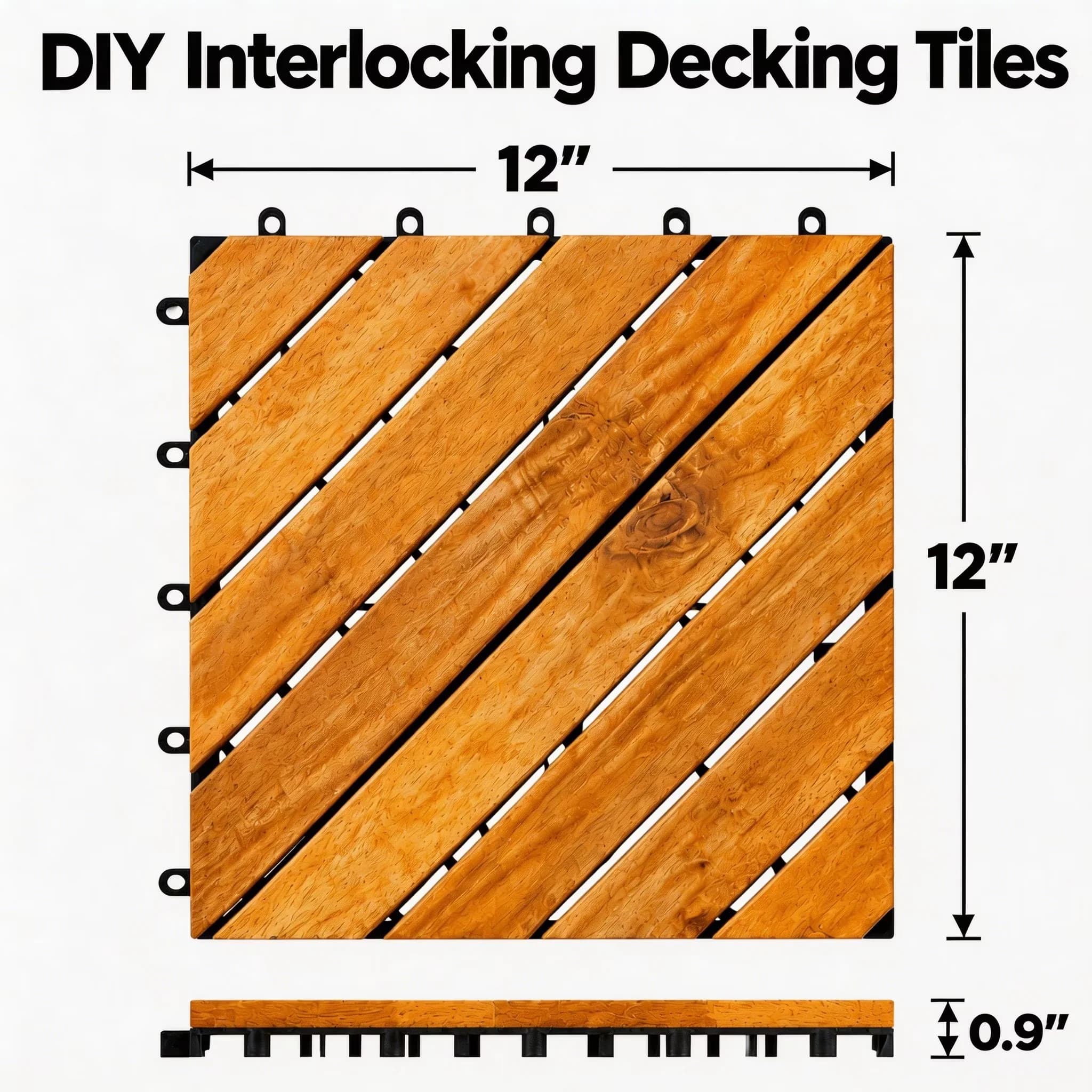 Versatile Building Material - Natural Acacia Wood Top Layer, Reinforced Polypropylene Base, Composite Outdoor Structure Model 99D7CB